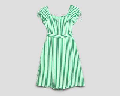 Foto 2 | Vestido Casual Sahara Manga Corta a Rayas con Cinturón Juvenil