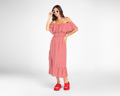 Foto 2 | Vestido Casual Refill Escote Campesino con Holán a Rayas