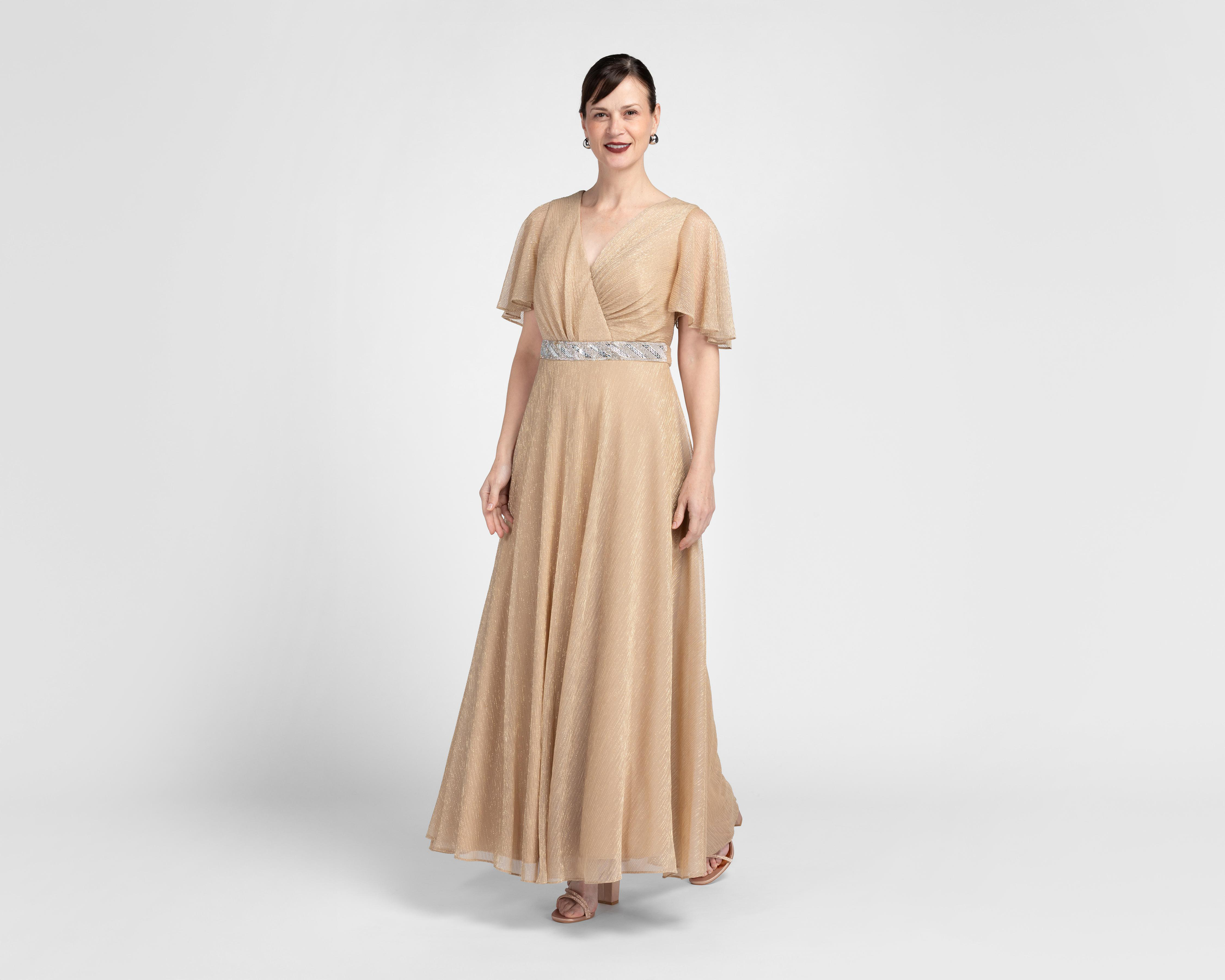 Vestido de Fiesta Antonina Manga Corta con Pedrería para Mujer $849
