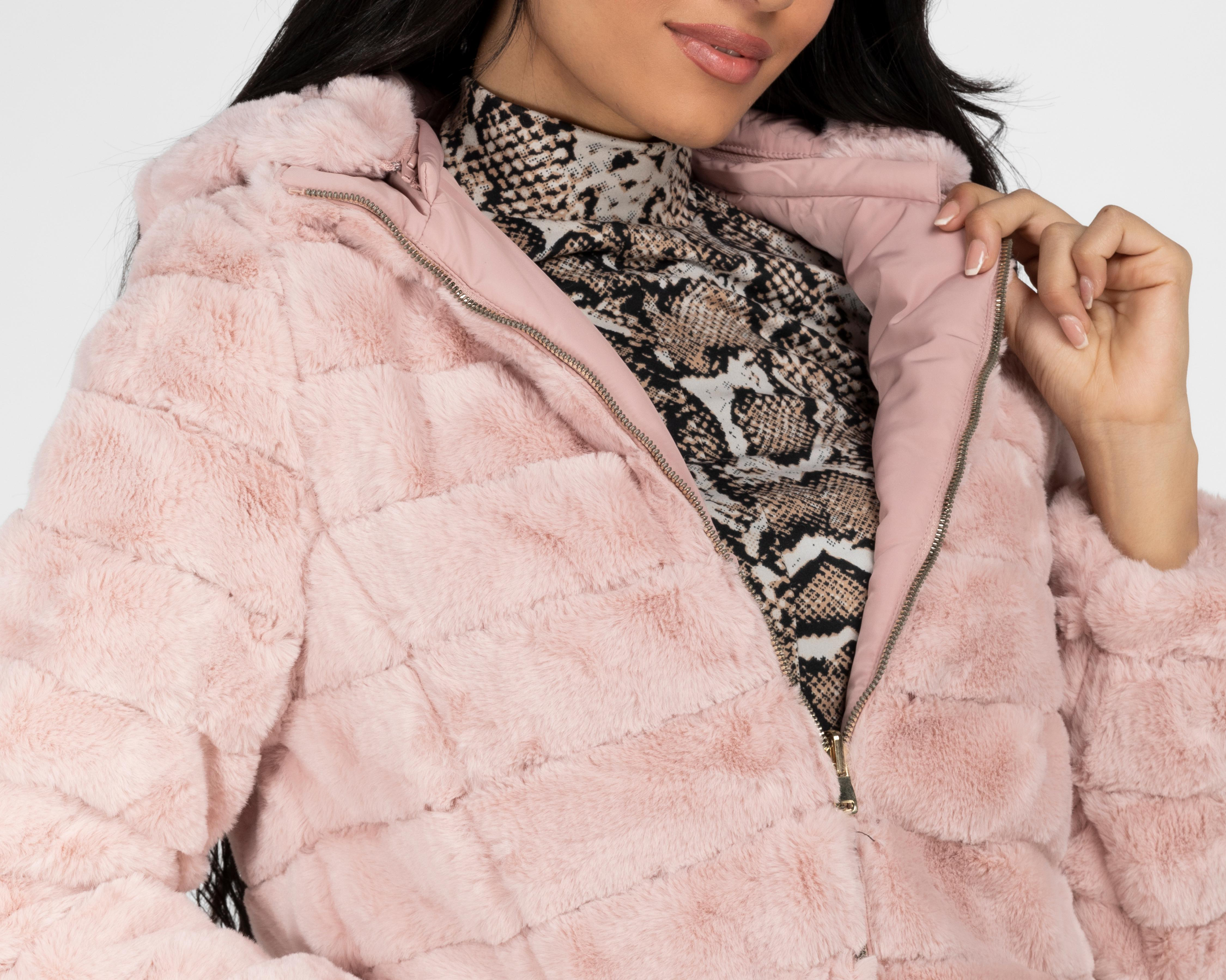 Foto 5 pulgar | Chamarra Hollander Rosa con Peluche