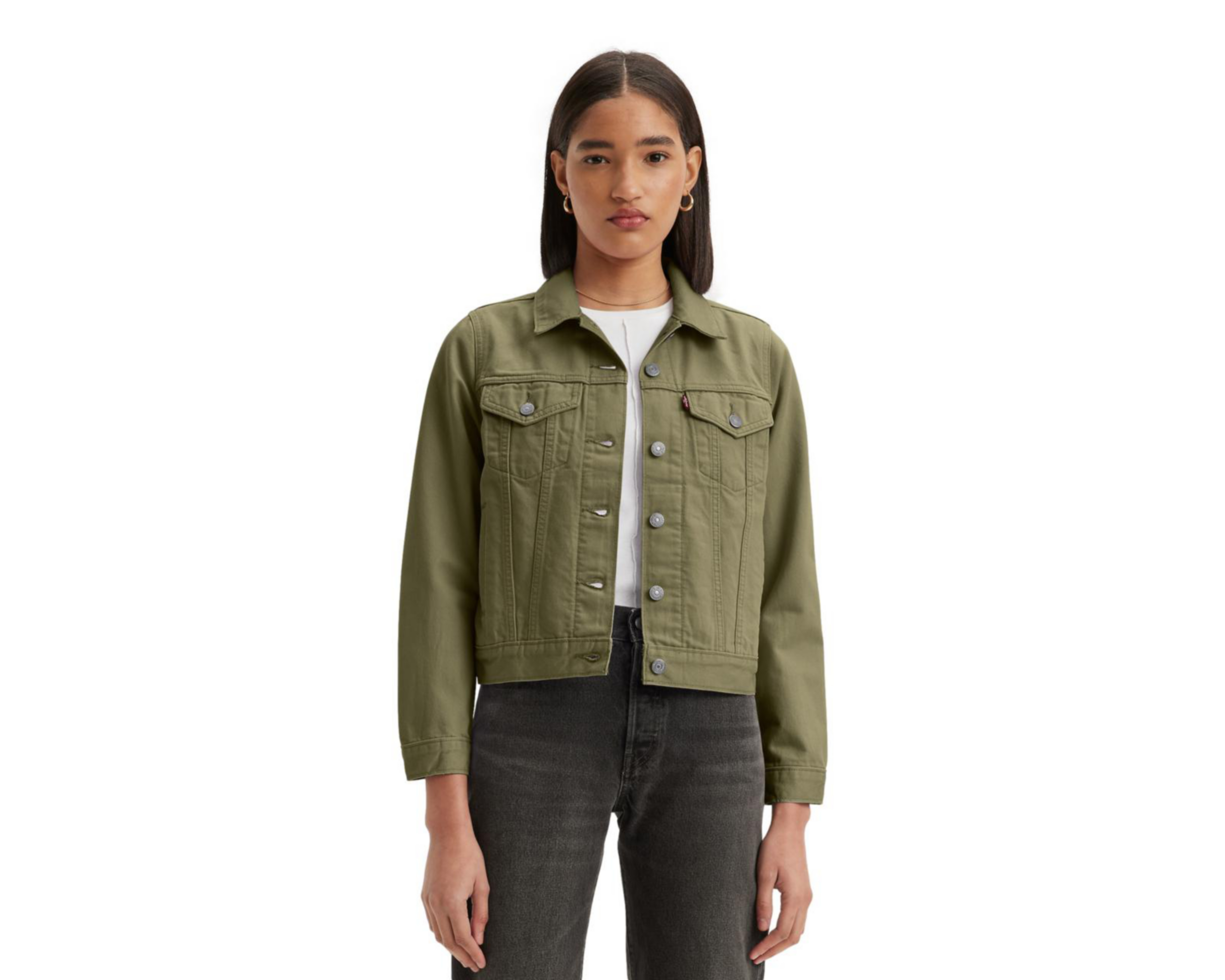 Foto 2 pulgar | Chamarra de Algodón Verde Levi's para Mujer