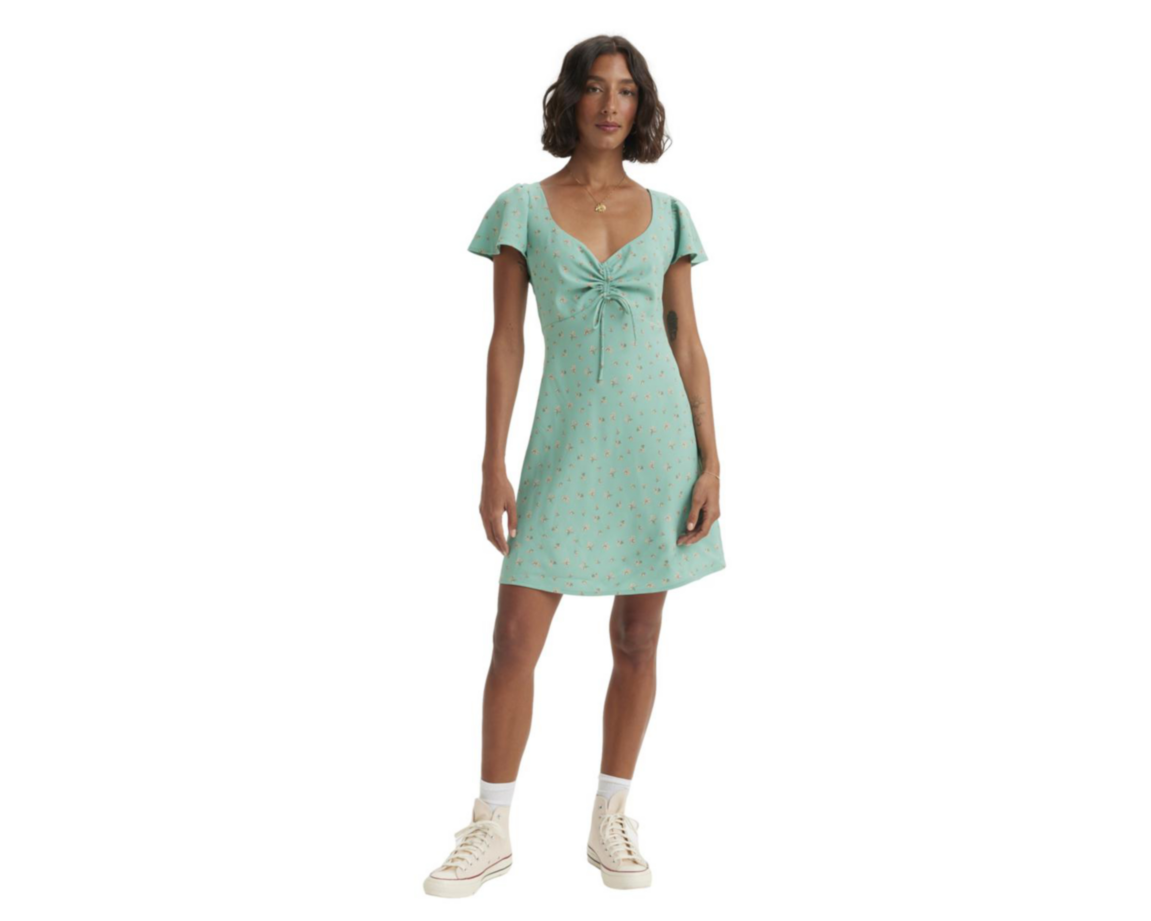 Foto 2 pulgar | Vestido Casual Levi's Verde Floral Corto para Mujer