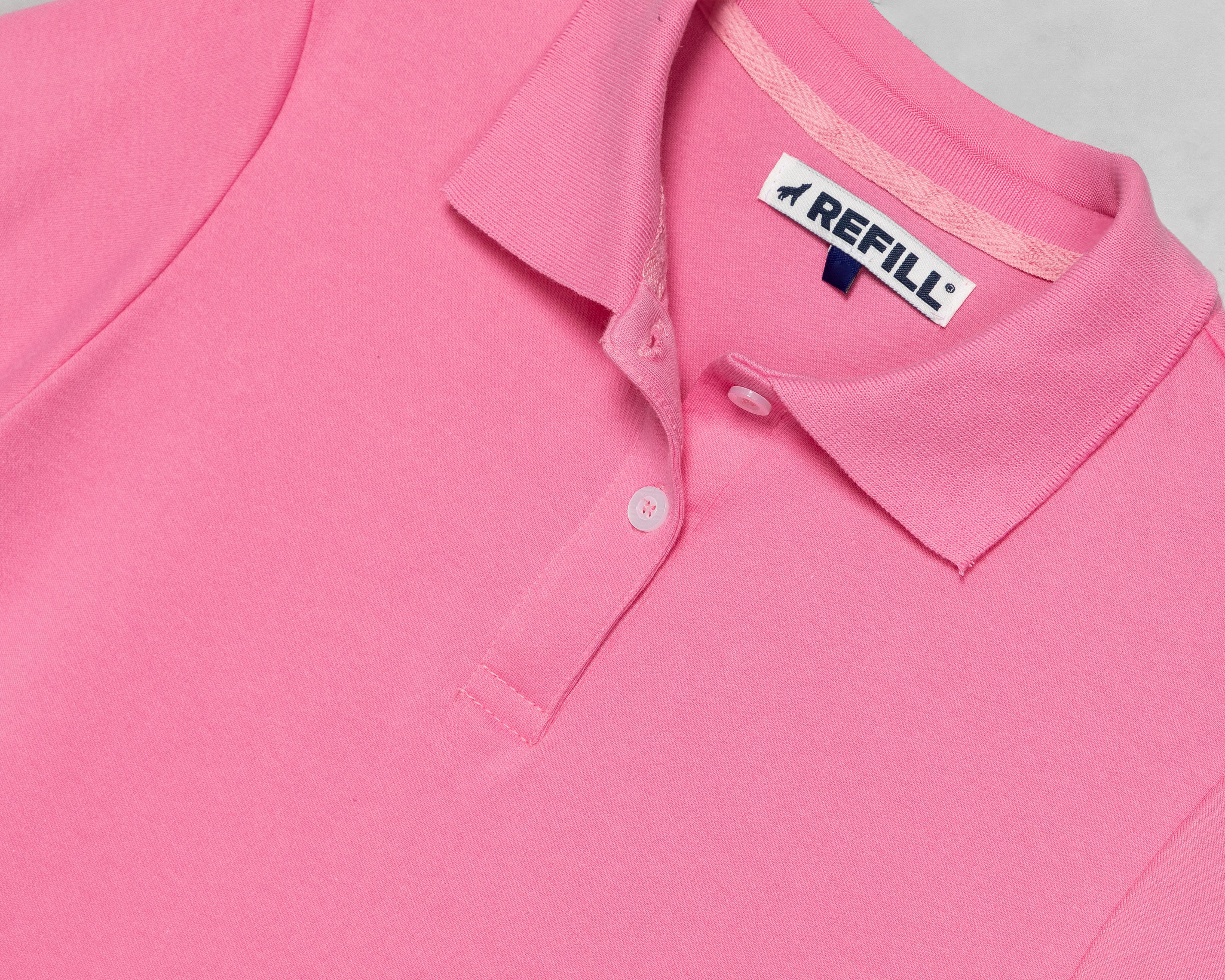 Foto 4 pulgar | Playera Polo Refill Rosa para Mujer