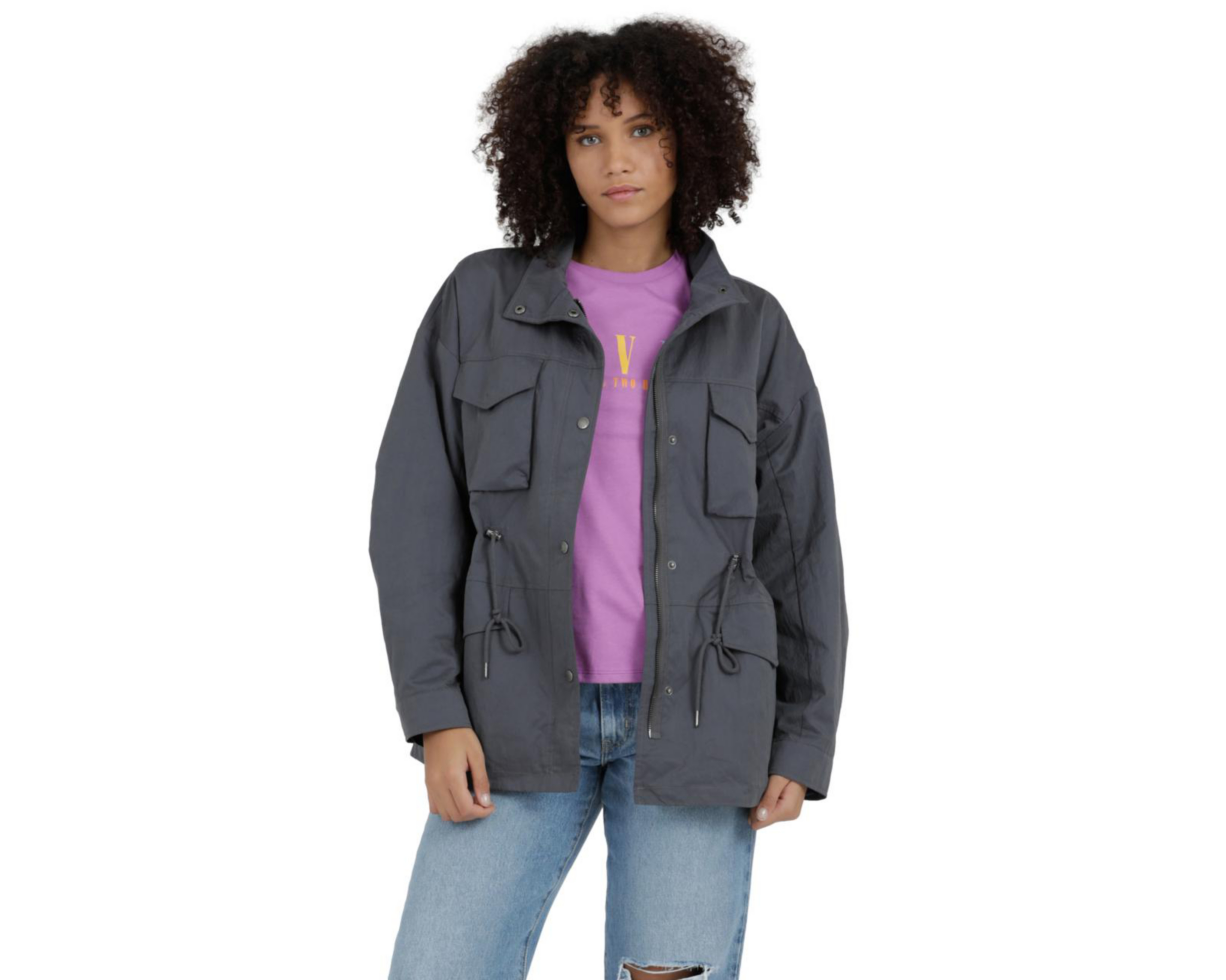 Foto 2 pulgar | Chamarra Gris Levi's para Mujer