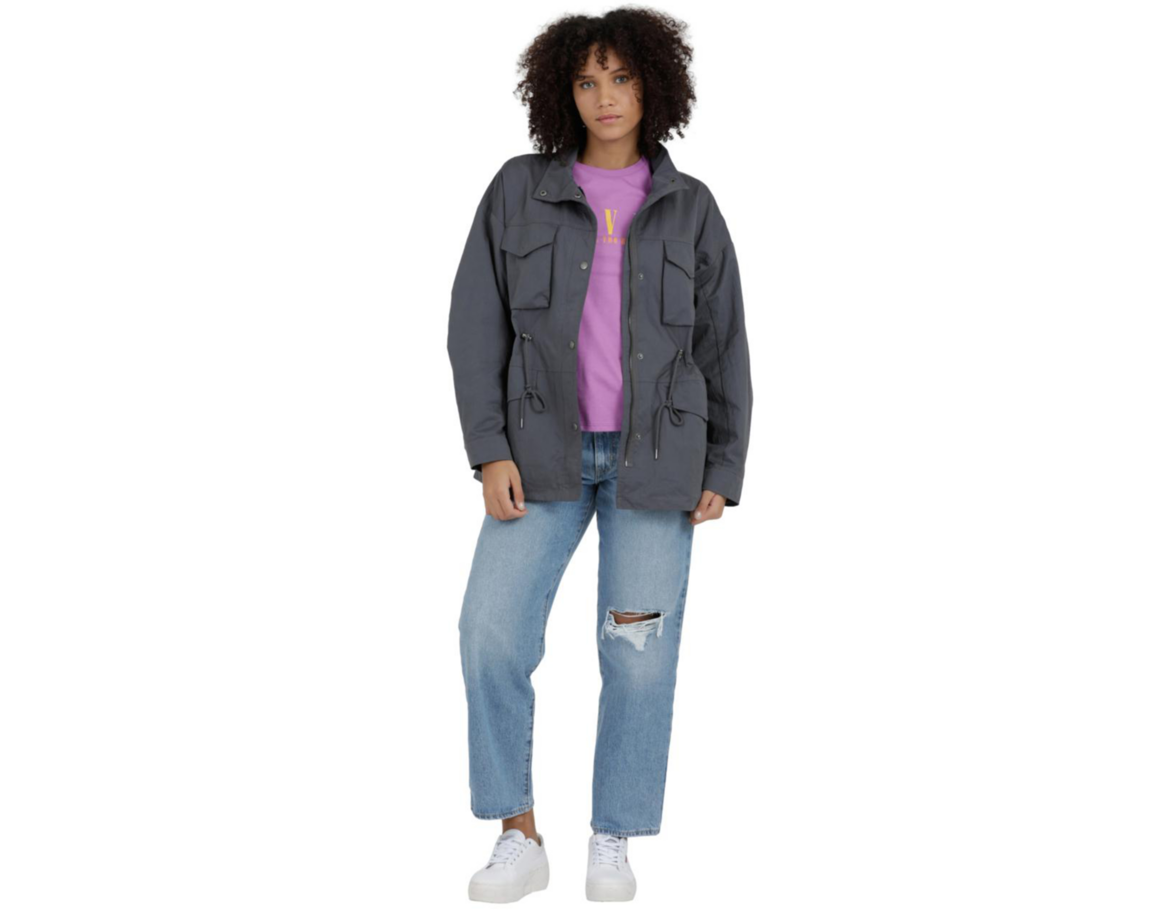 Foto 3 pulgar | Chamarra Gris Levi's para Mujer