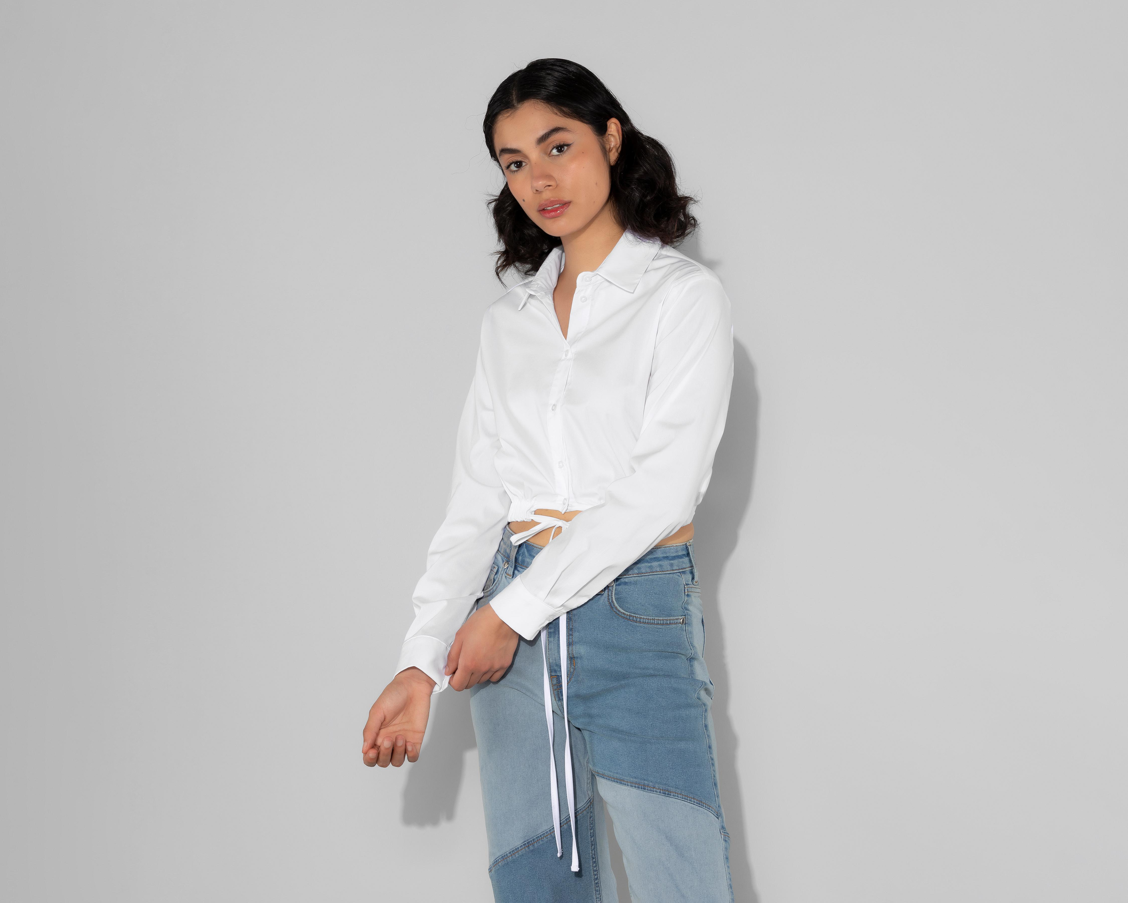 Foto 1 | Blusa Thinner Crop Top con Jareta en la Cintura