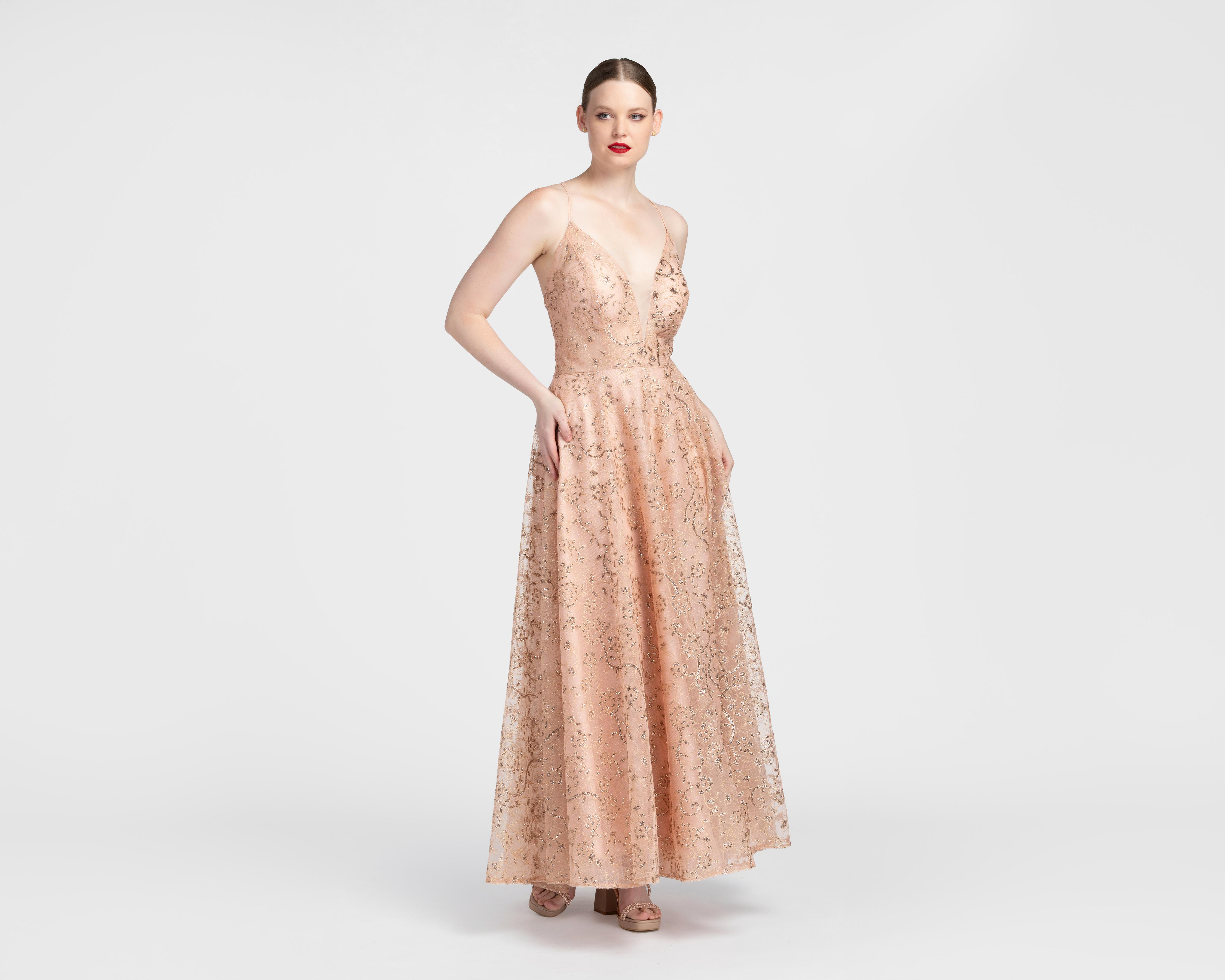 Vestido de Fiesta Sienteme con Tirantes Largo Juvenil $979