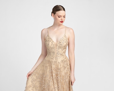 Foto 4 | Vestido de Noche Sienteme Dorado con Brillo Largo para Mujer