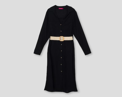 Foto 1 | Vestido Casual Sahara Negro Manga Larga con Cinturón