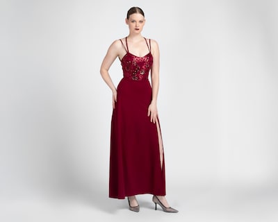 Foto 1 | Vestido de Noche Sienteme Tinto con Lentejuelas Largo para Mujer