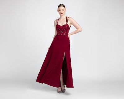 Foto 2 | Vestido de Noche Sienteme Tinto con Lentejuelas Largo para Mujer