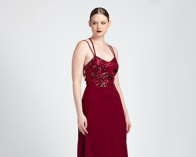 Foto 4 | Vestido de Noche Sienteme Tinto con Lentejuelas Largo para Mujer