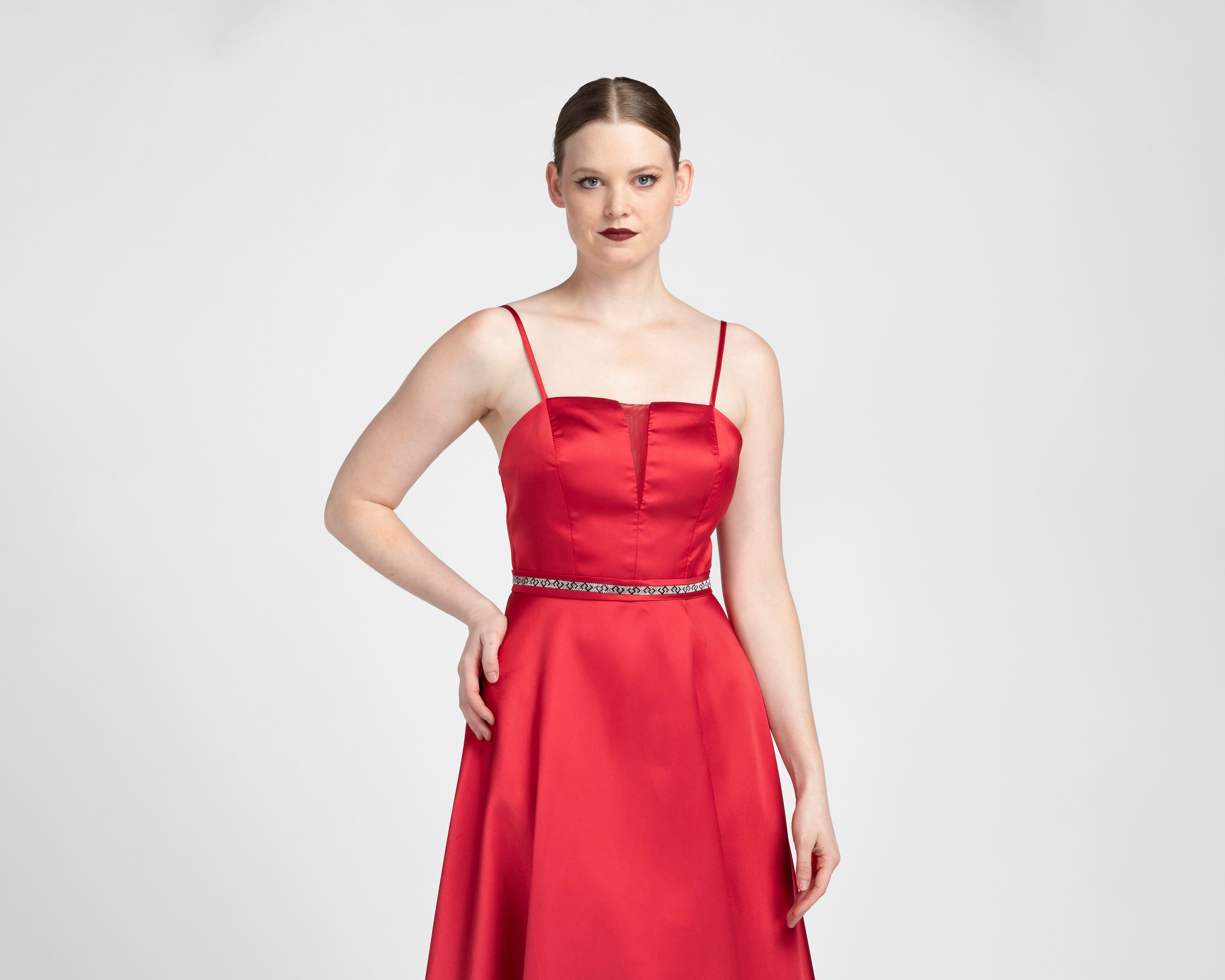 Foto 5 pulgar | Vestido de Noche Nina Ferre Rojo con Pedrería Largo para Mujer
