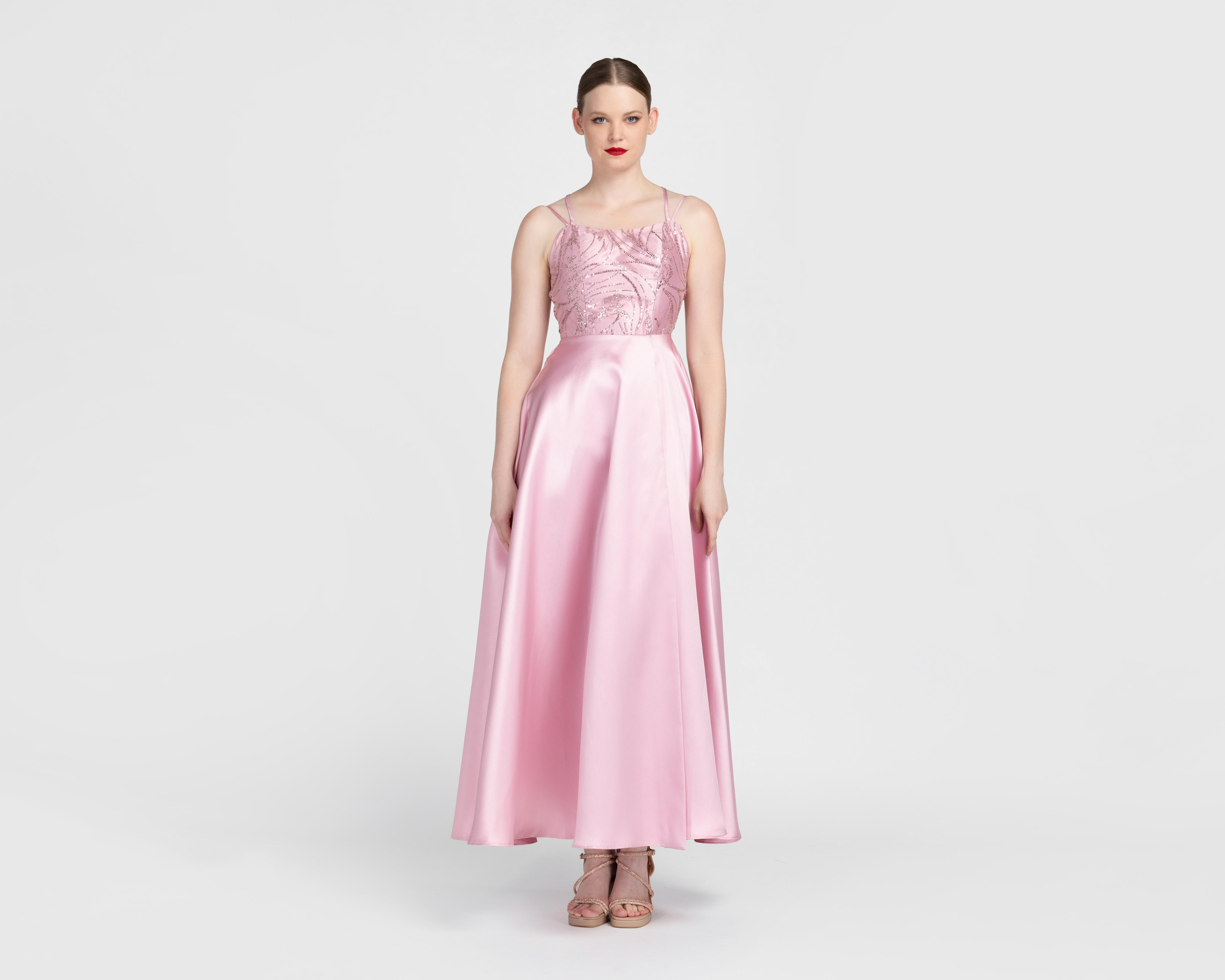 Foto 2 pulgar | Vestido de Noche Sienteme Rosa con Lentejuelas Largo para Mujer