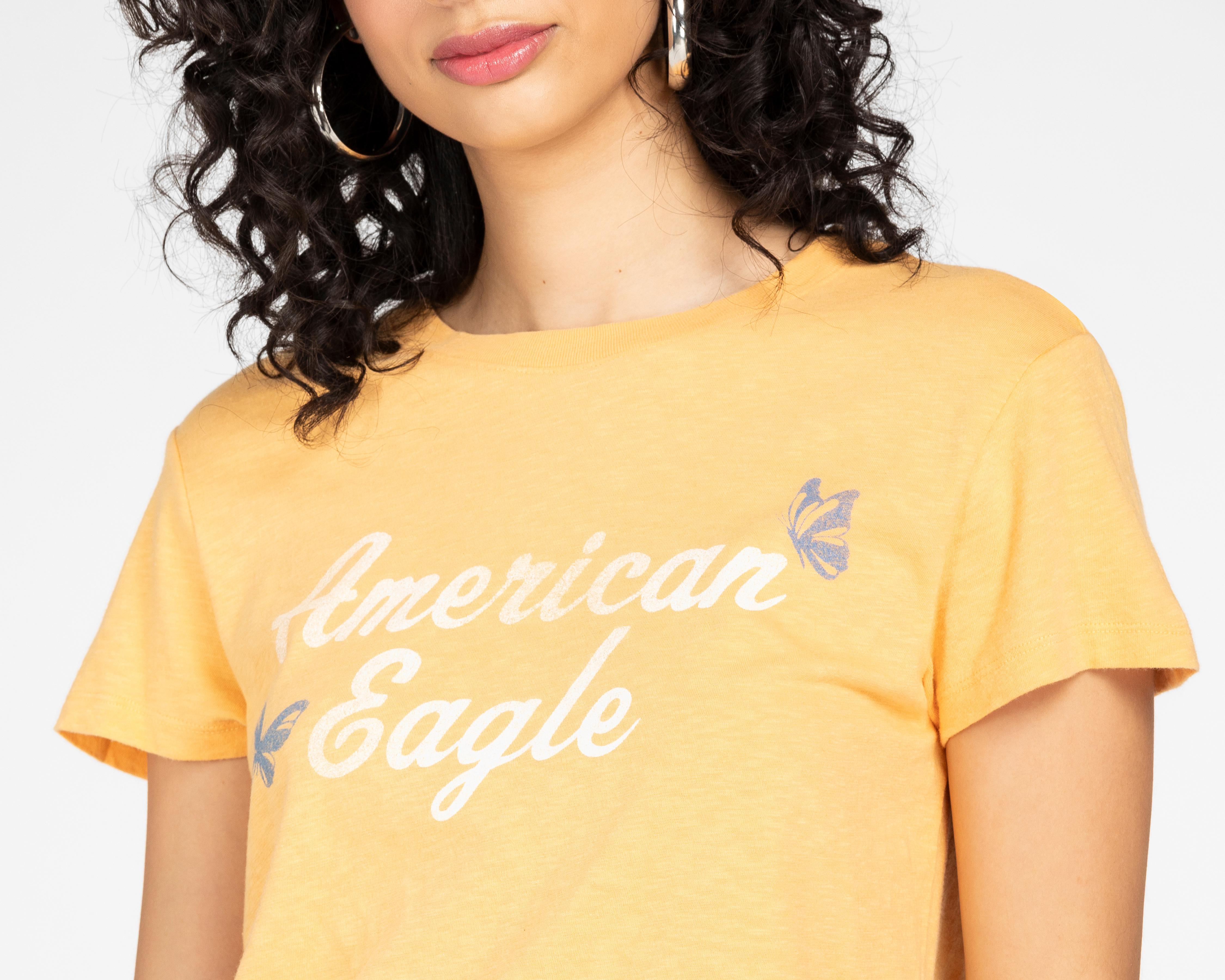 Foto 5 pulgar | Playera American Eagle Manga Corta Estampada