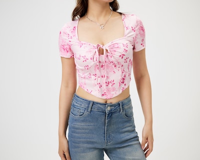 Foto 4 | Blusa Savana Manga Corta con Cordón para Mujer