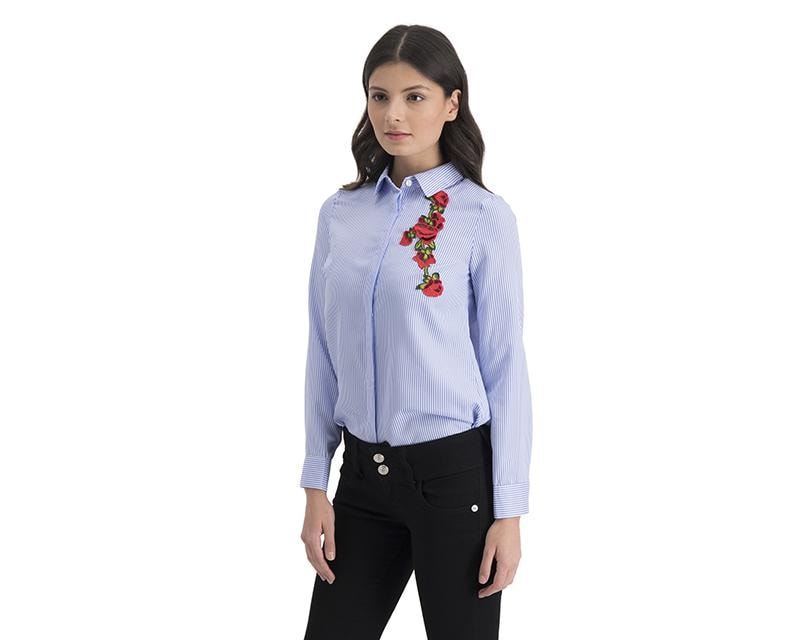 blusa azul mujer