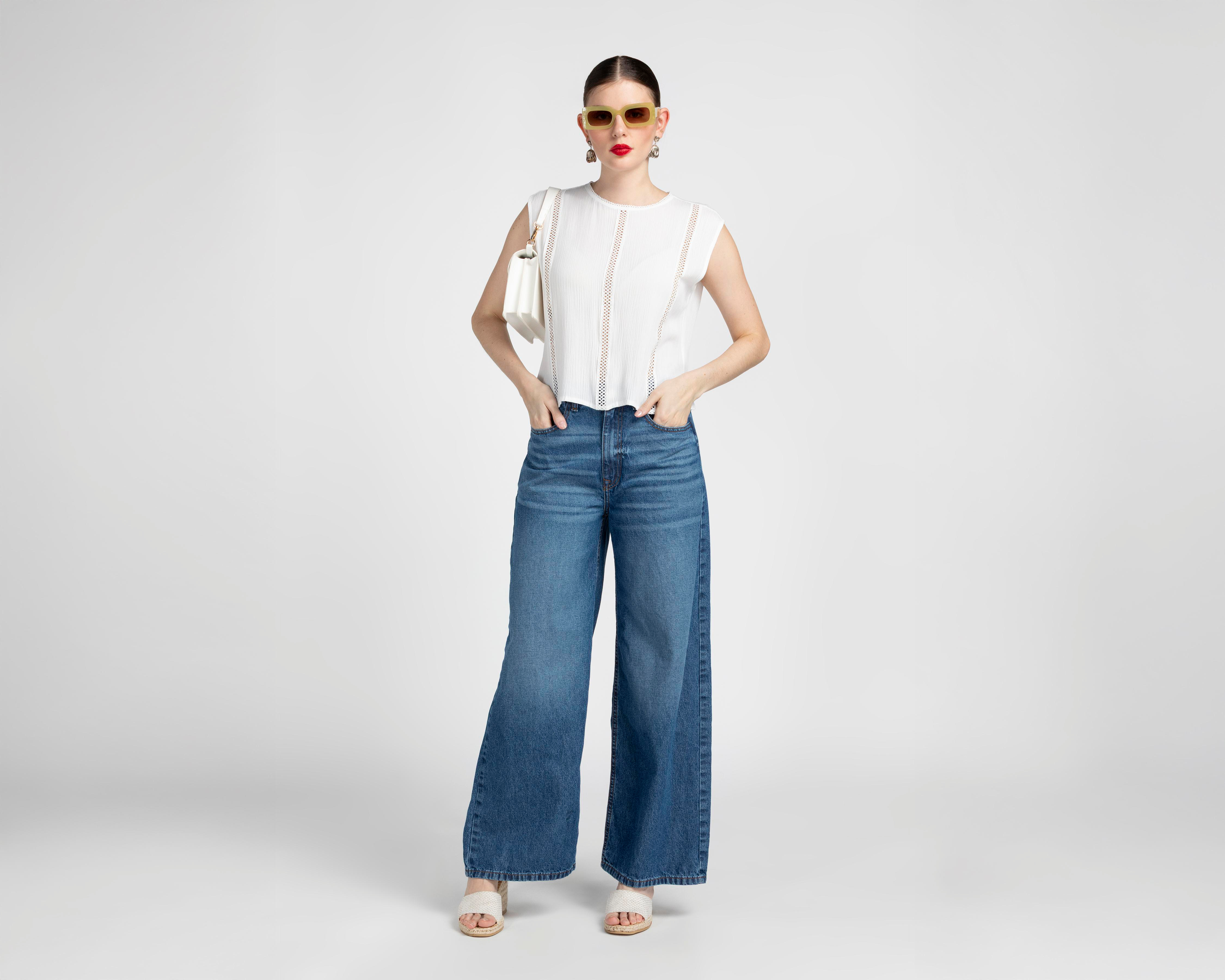 Foto 3 pulgar | Jeans Wide Leg Sahara para Mujer