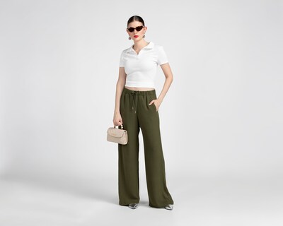 Foto 2 | Pantalón Ancho Sahara Verde para Mujer