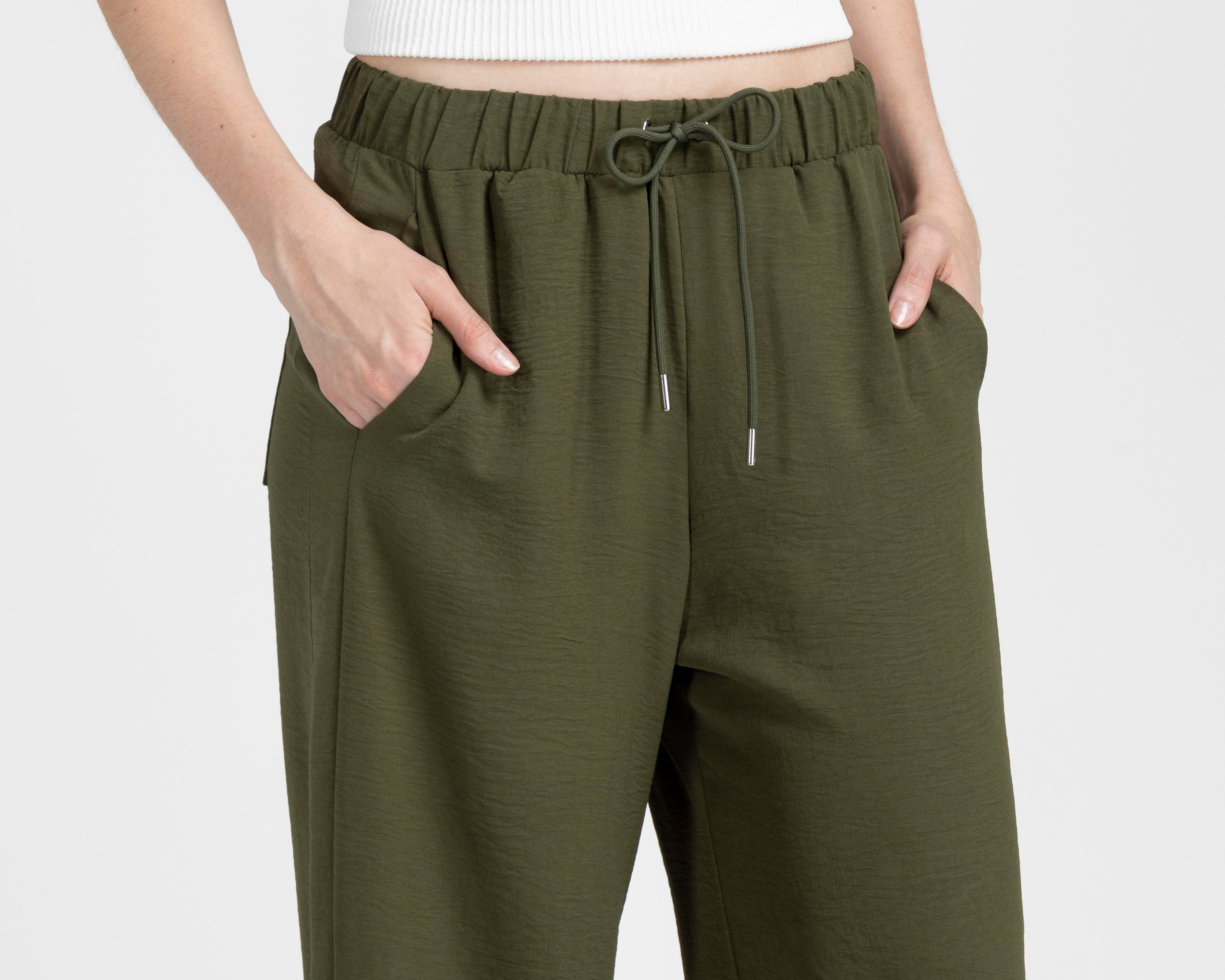 Foto 5 pulgar | Pantalón Ancho Sahara Verde para Mujer