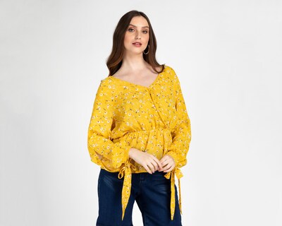 Foto 1 | Blusa Ted Lapidus Amarilla para Mujer