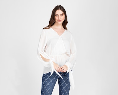 Foto 1 | Blusa Ted Lapidus Blanca para Mujer