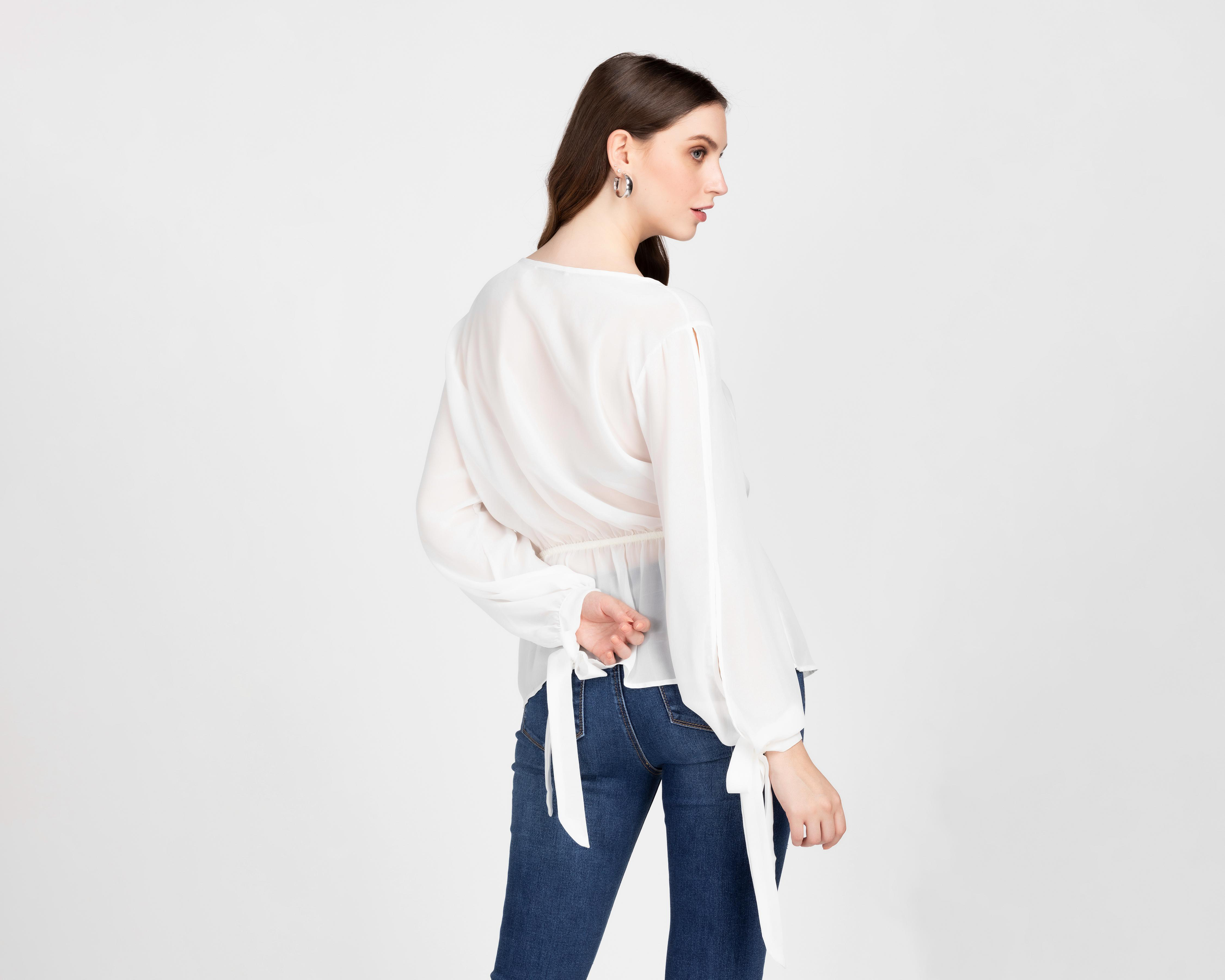 Foto 3 | Blusa Ted Lapidus Blanca para Mujer