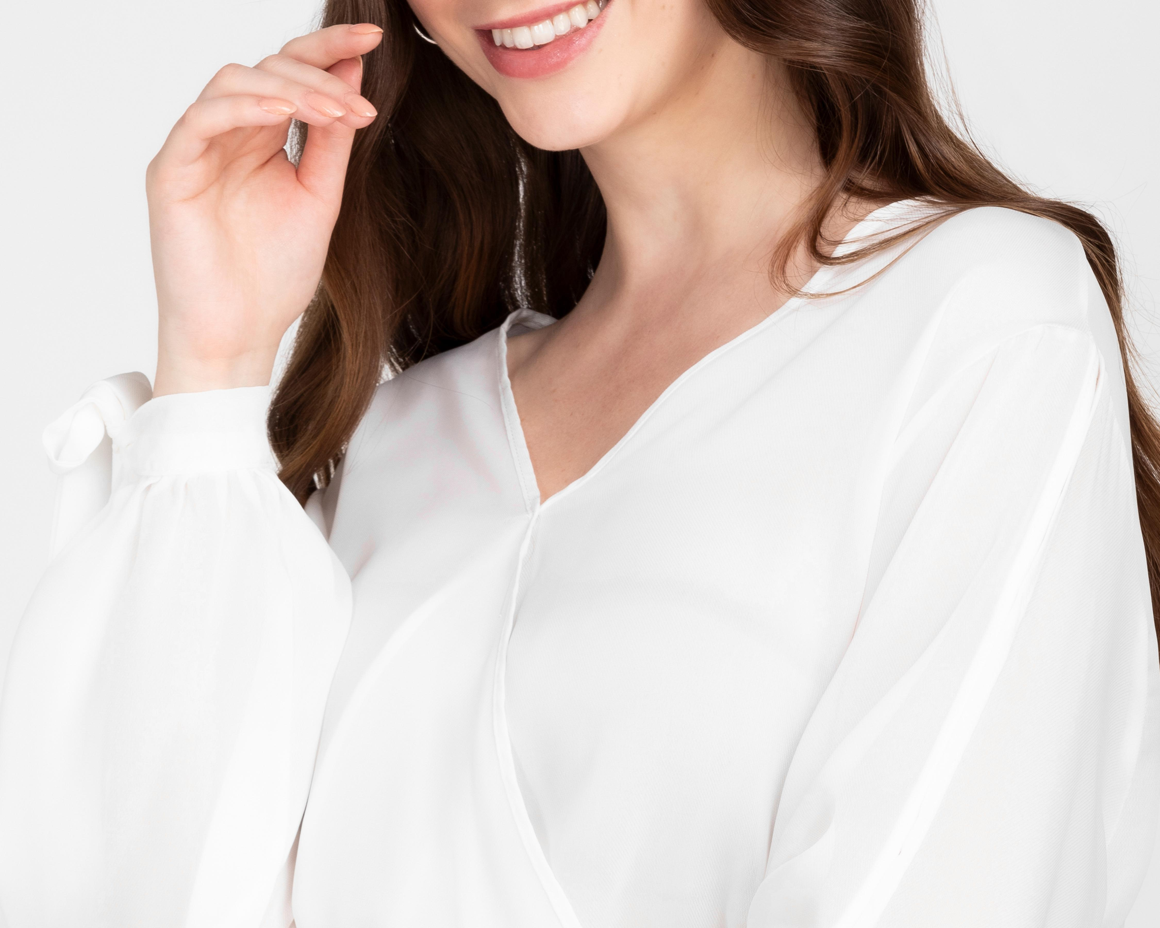 Foto 5 pulgar | Blusa Ted Lapidus Blanca para Mujer