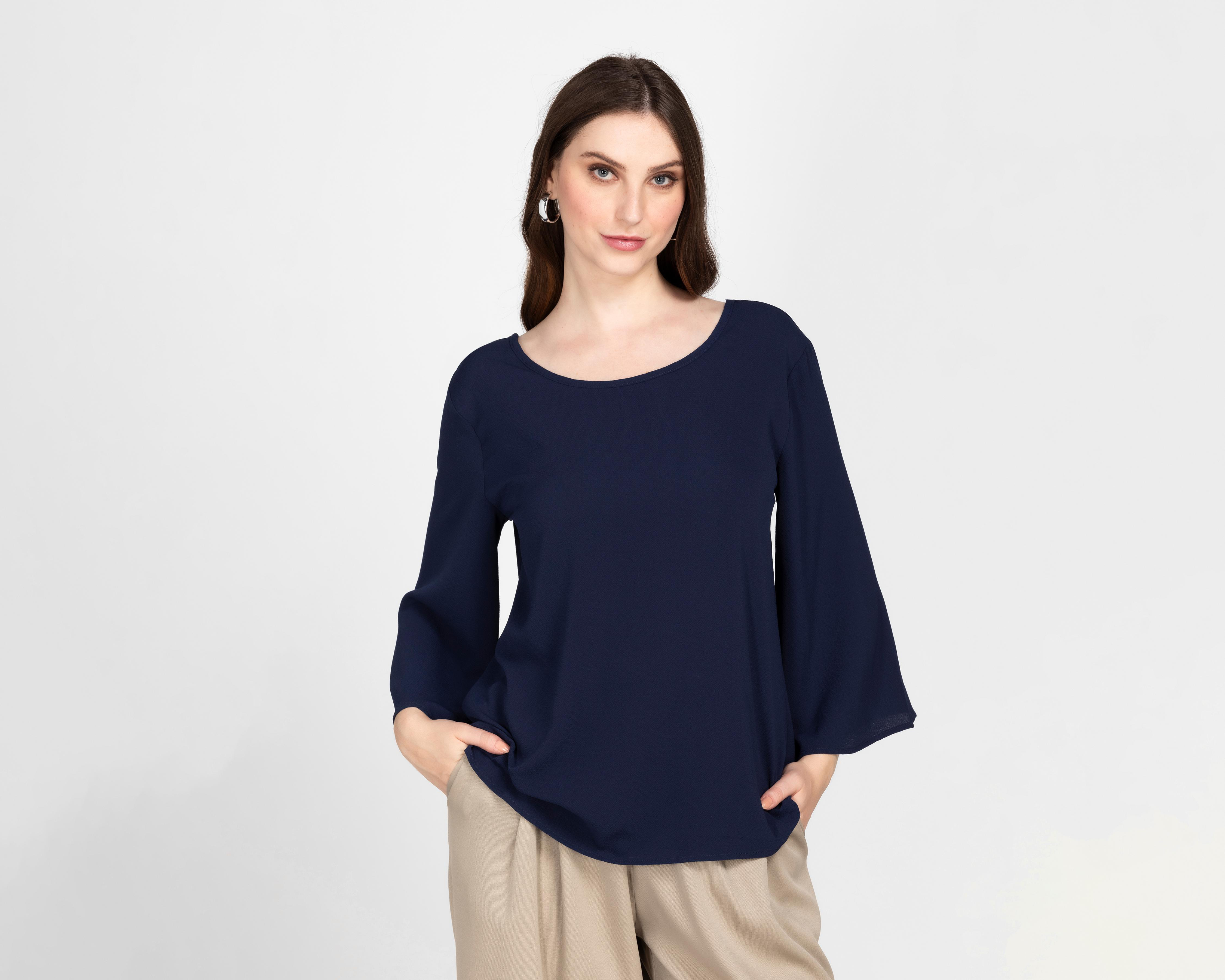 Blusa Ted Lapidus Manga Acampanada para Mujer