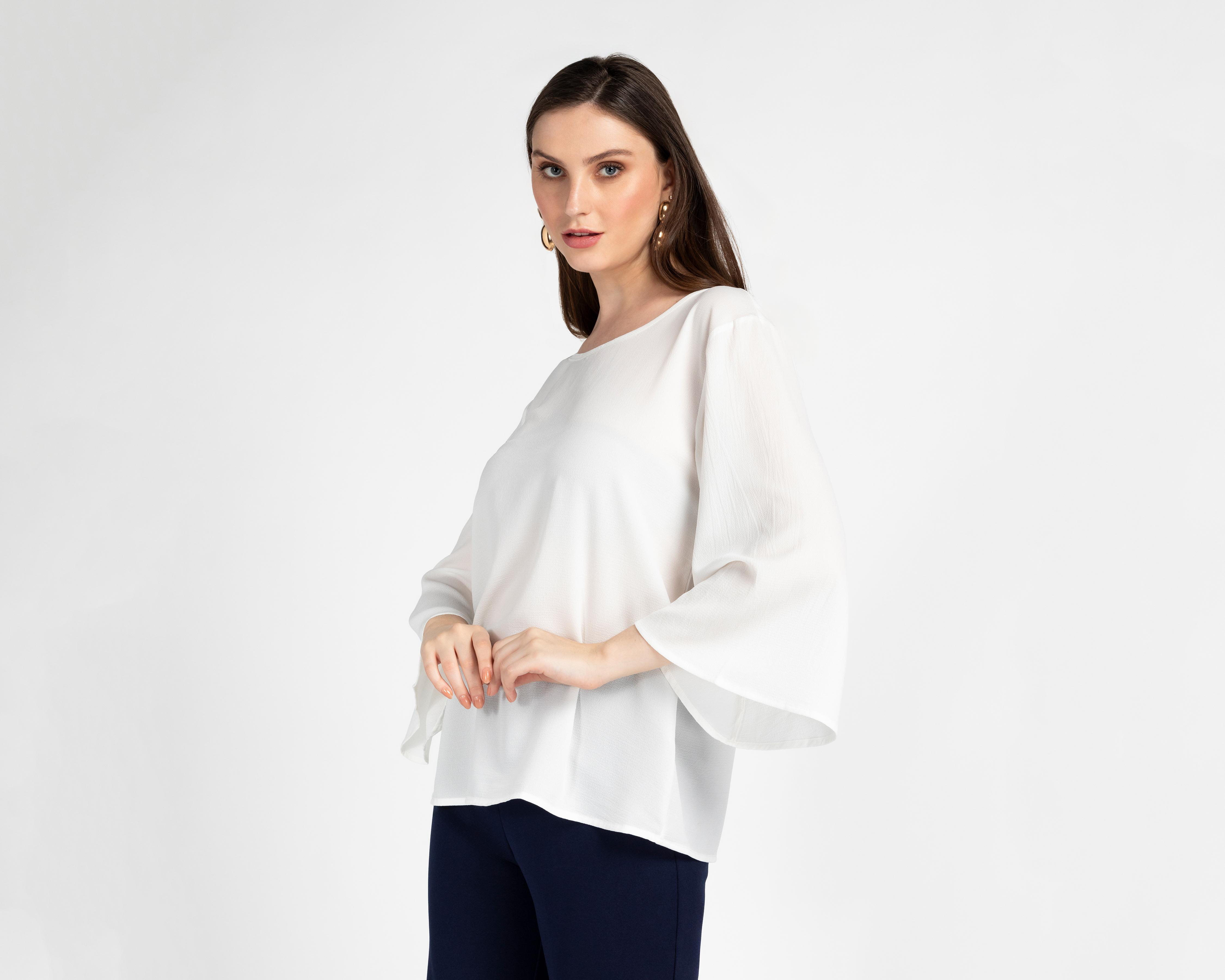 Foto 1 | Blusa Ted Lapidus Manga Acampanada para Mujer