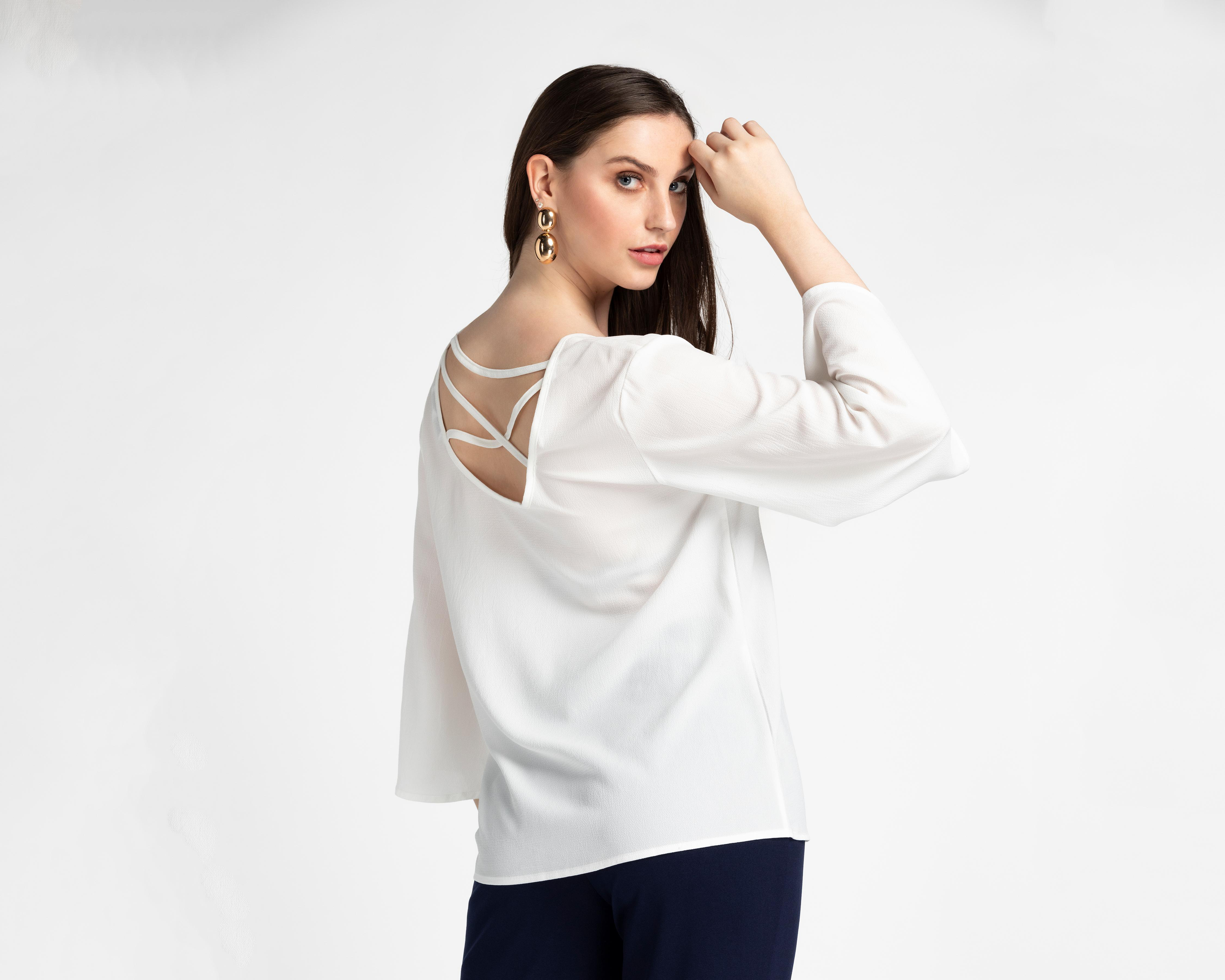 Foto 4 pulgar | Blusa Ted Lapidus Manga Acampanada para Mujer