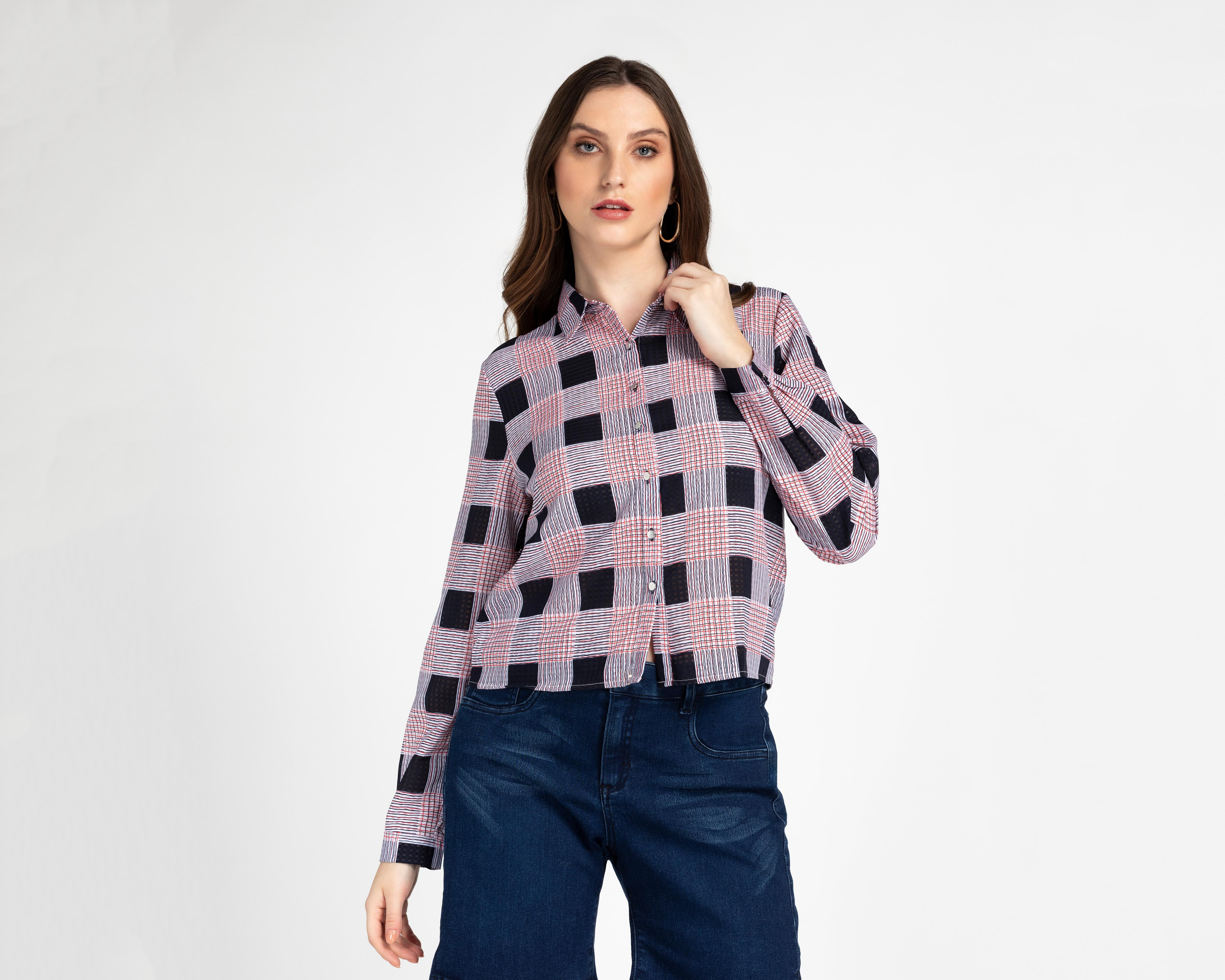 Foto 2 pulgar | Blusa Ted Lapidus a Cuadros para Mujer