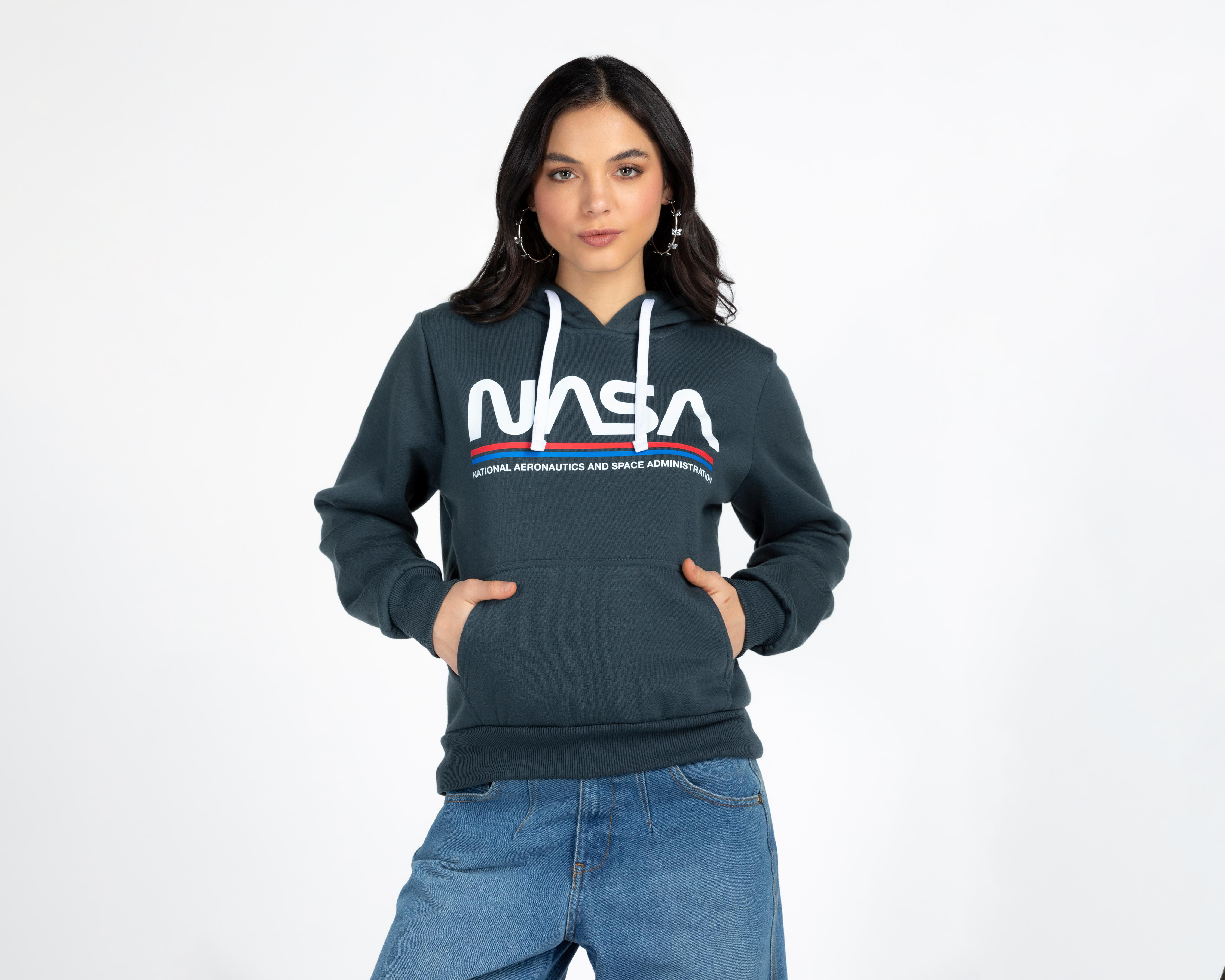 Foto 2 pulgar | Sudadera con Gorro NASA para Mujer