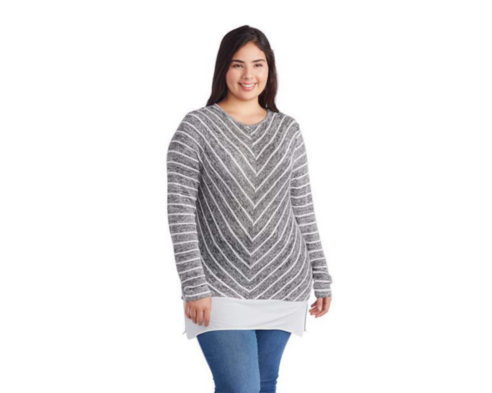 blusa gris manga larga
