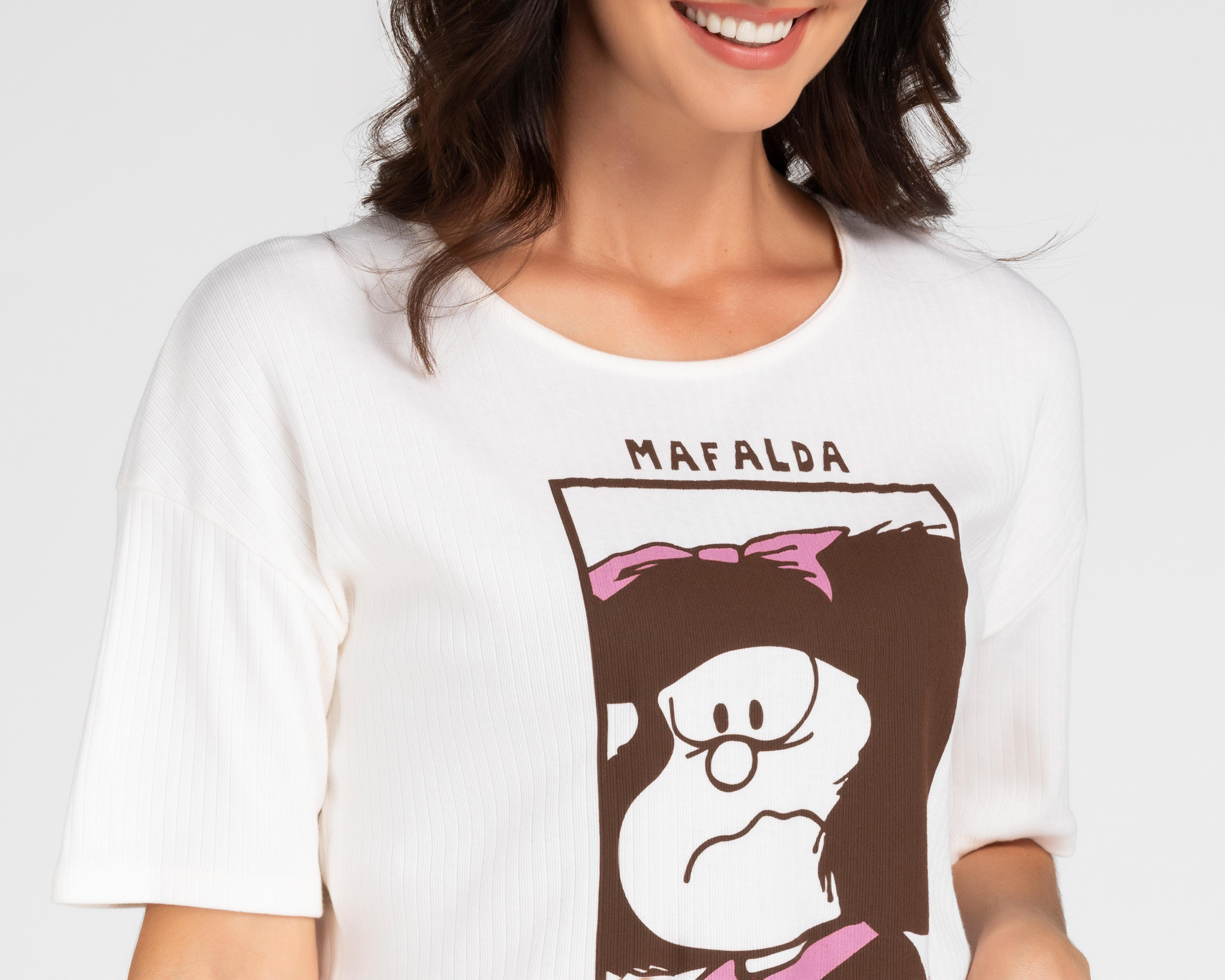 Foto 4 pulgar | Pijama Mafalda para Mujer 2 Piezas