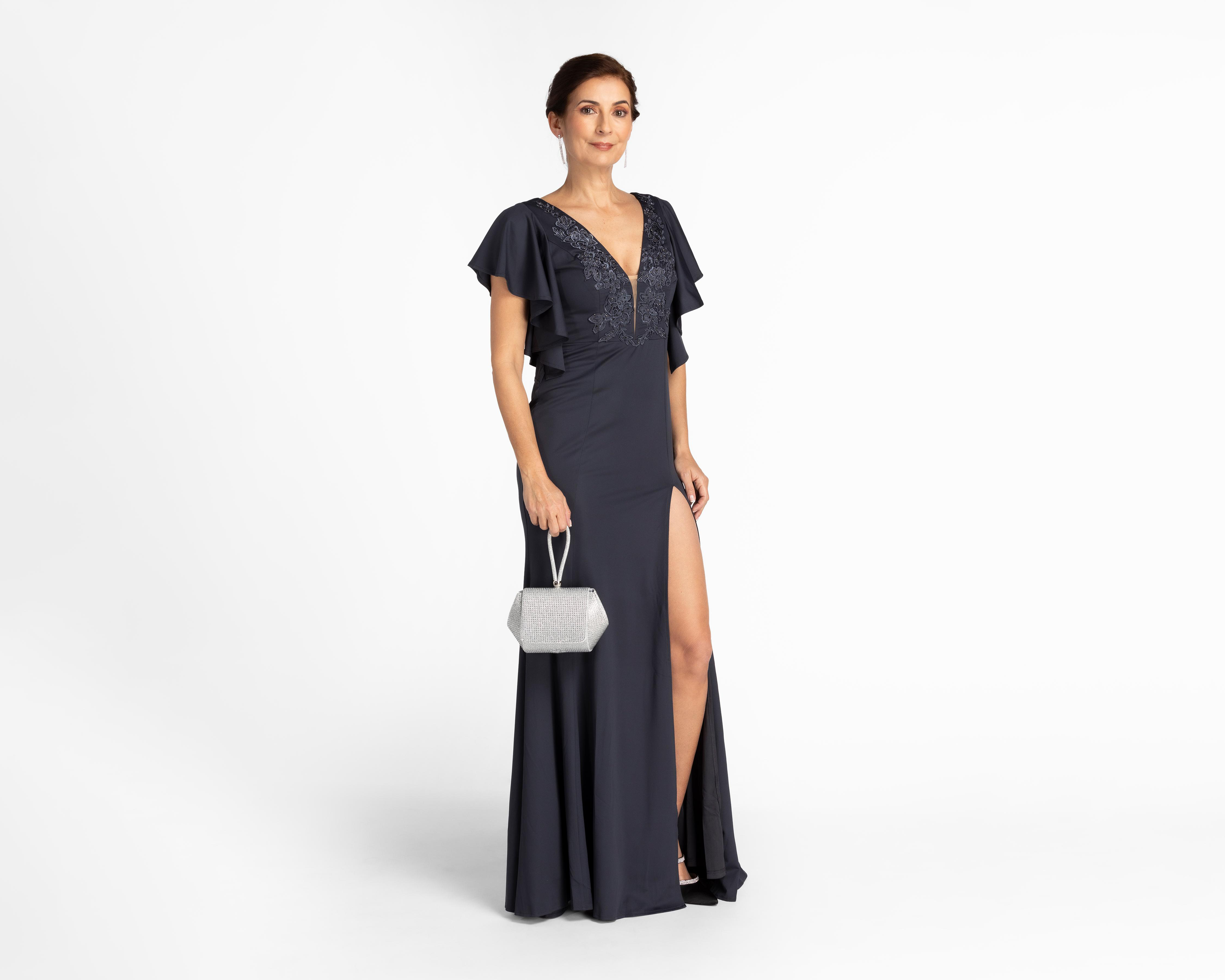 Vestido Maniju de Fiesta Bordado con Mangas de Holán