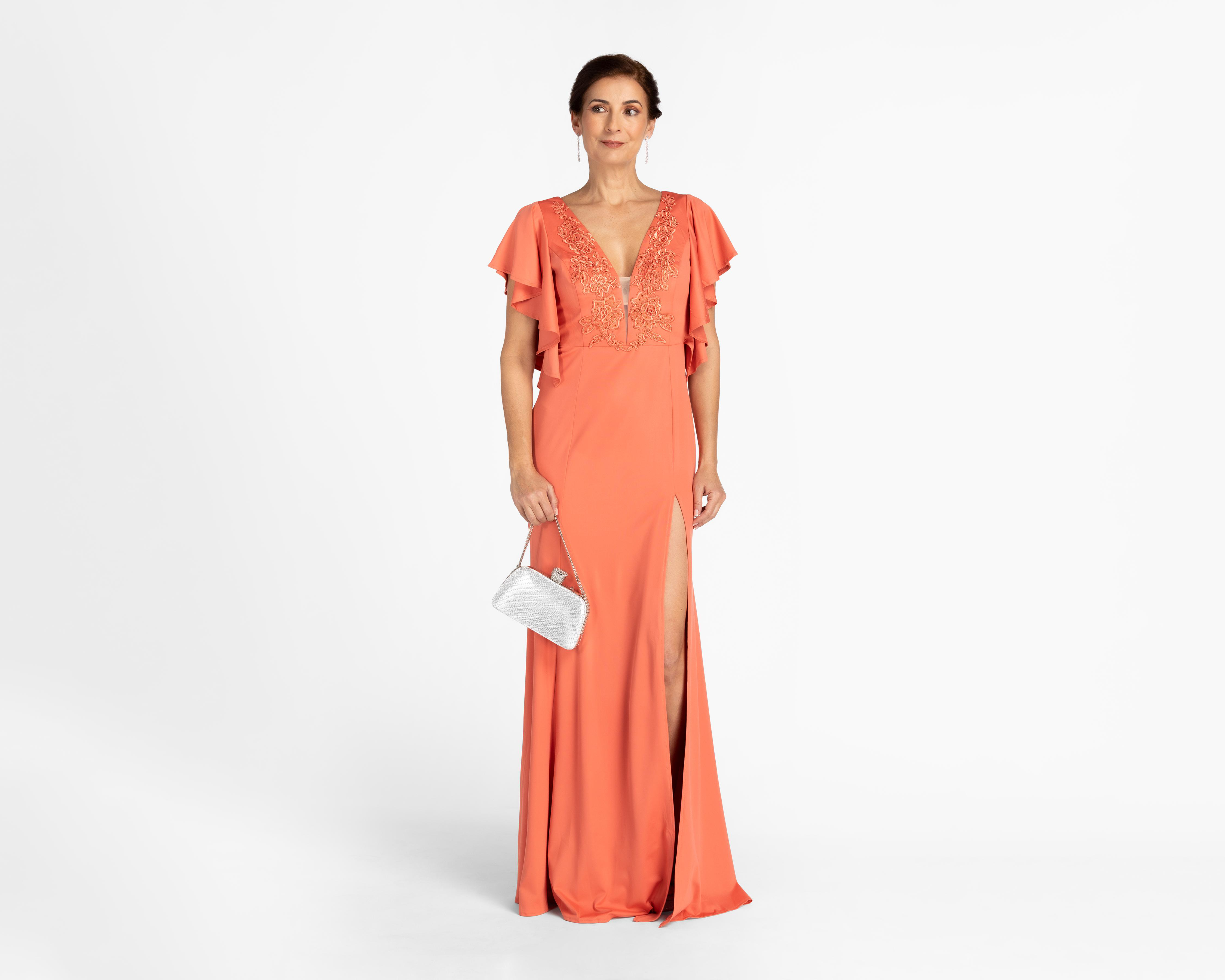 Vestido Maniju de Fiesta Bordado con Mangas de Holán
