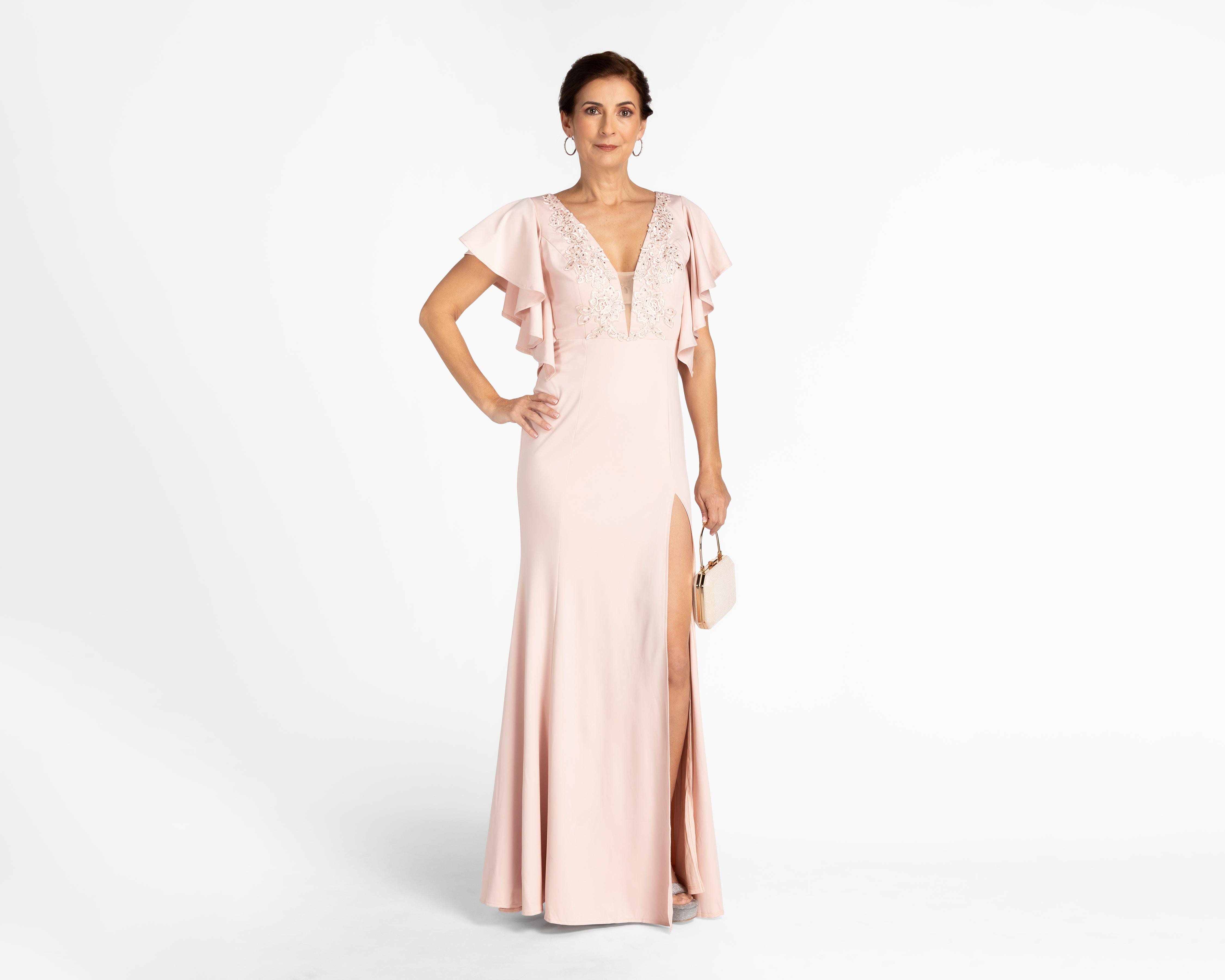 Vestido Maniju de Fiesta Bordado con Mangas de Holán