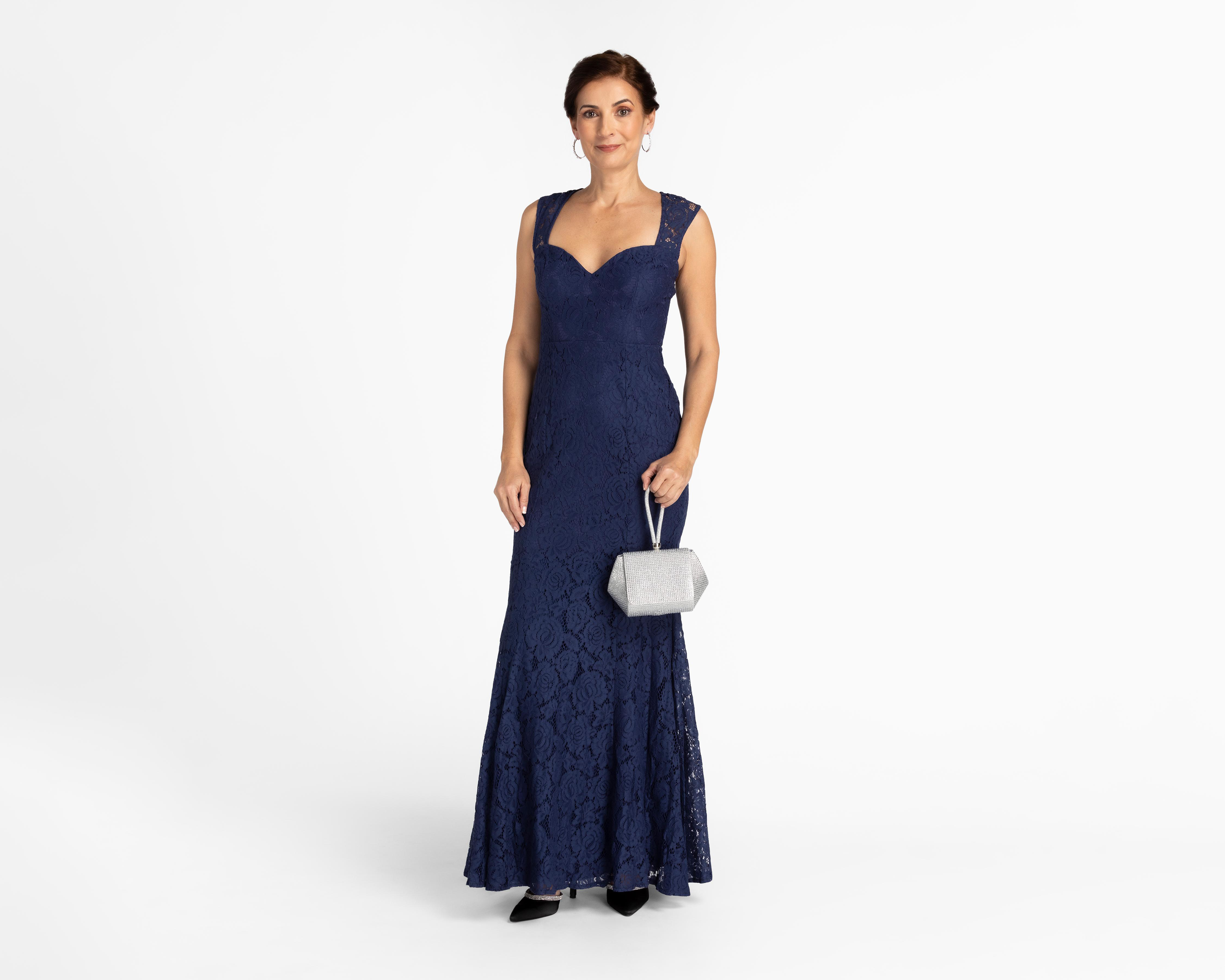 Vestido Maniju de Fiesta con Encaje Azul