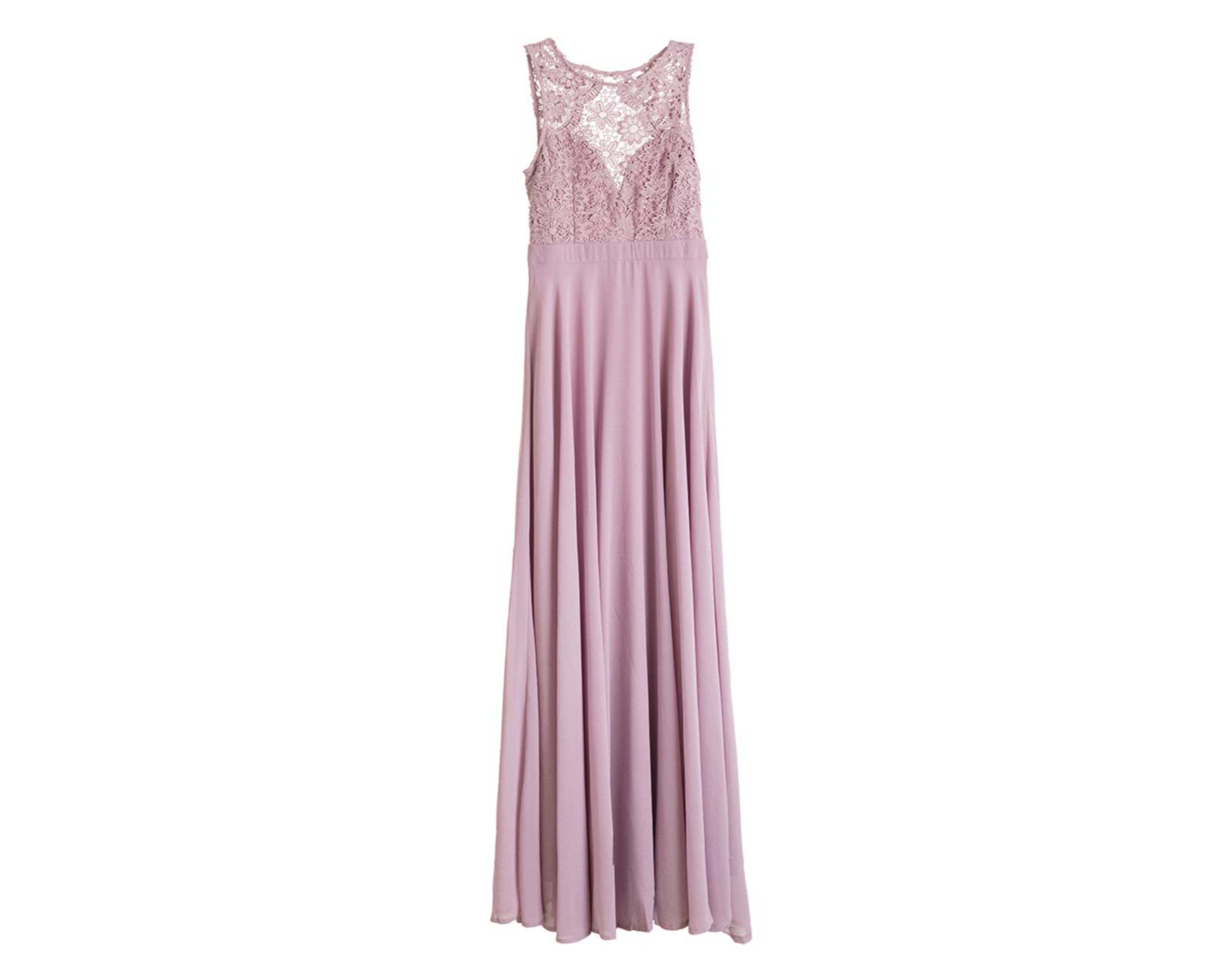 Vestido Maniju de Fiesta Lila con Encaje en Torso