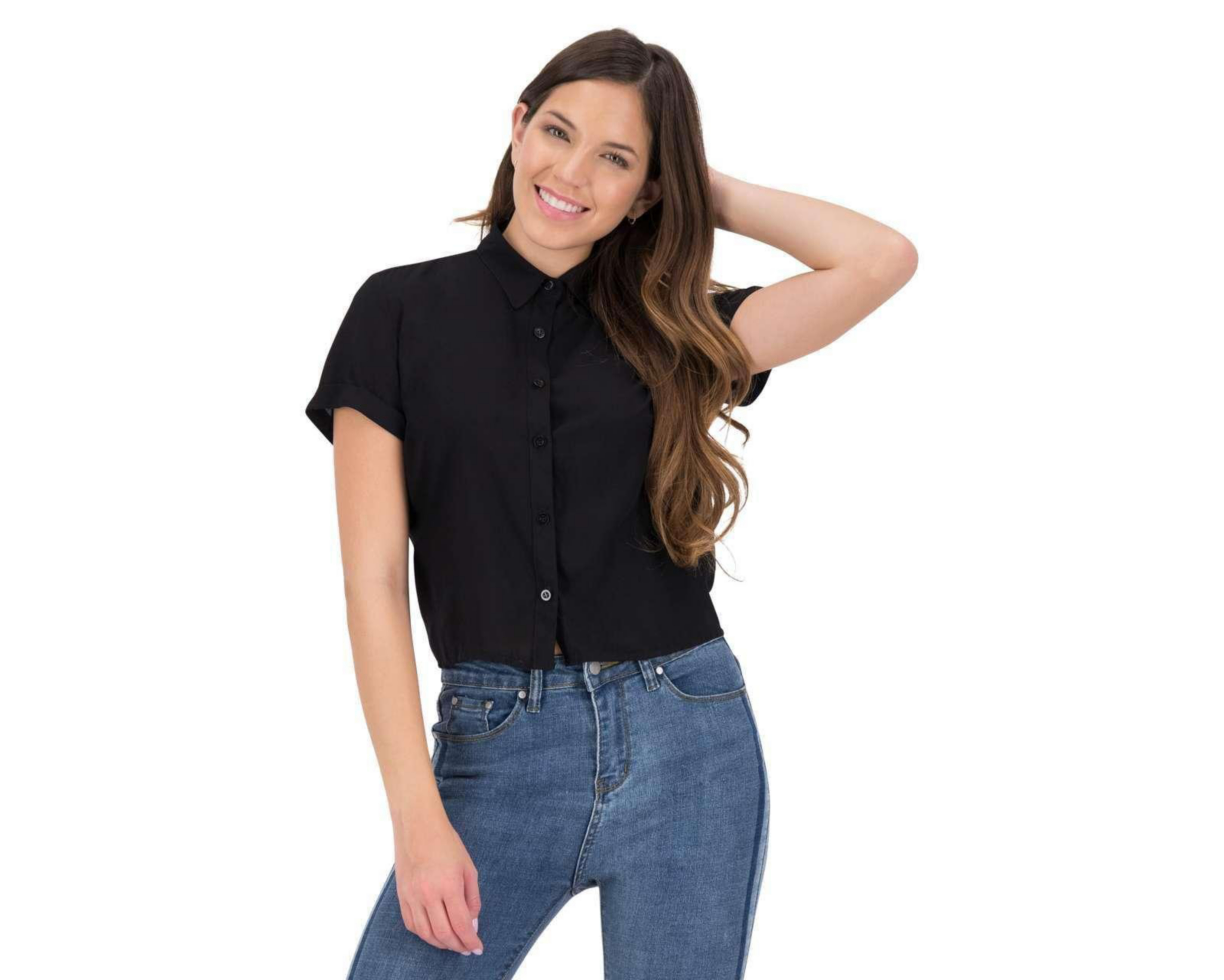 Foto 1 | Blusa Negra Manga Corta marca 18 Forever para Mujer