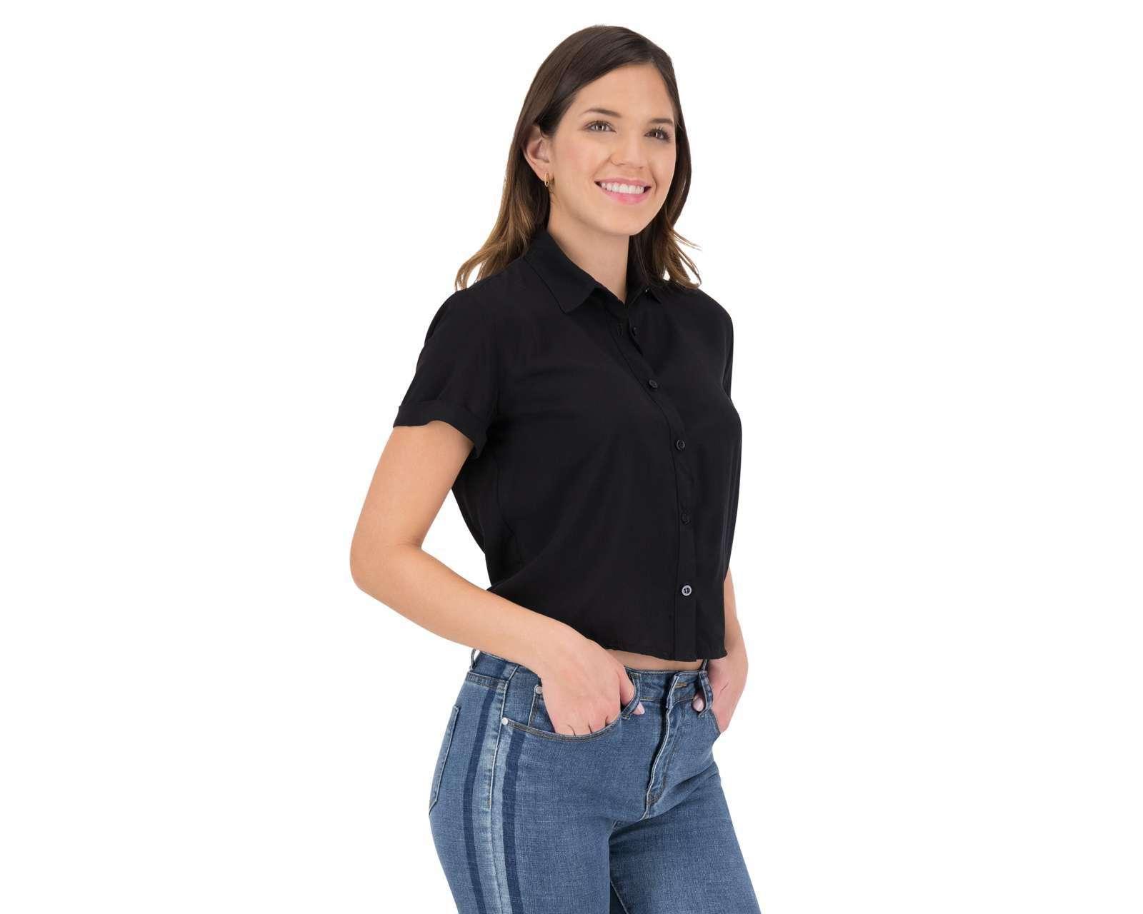 Foto 3 pulgar | Blusa Negra Manga Corta marca 18 Forever para Mujer