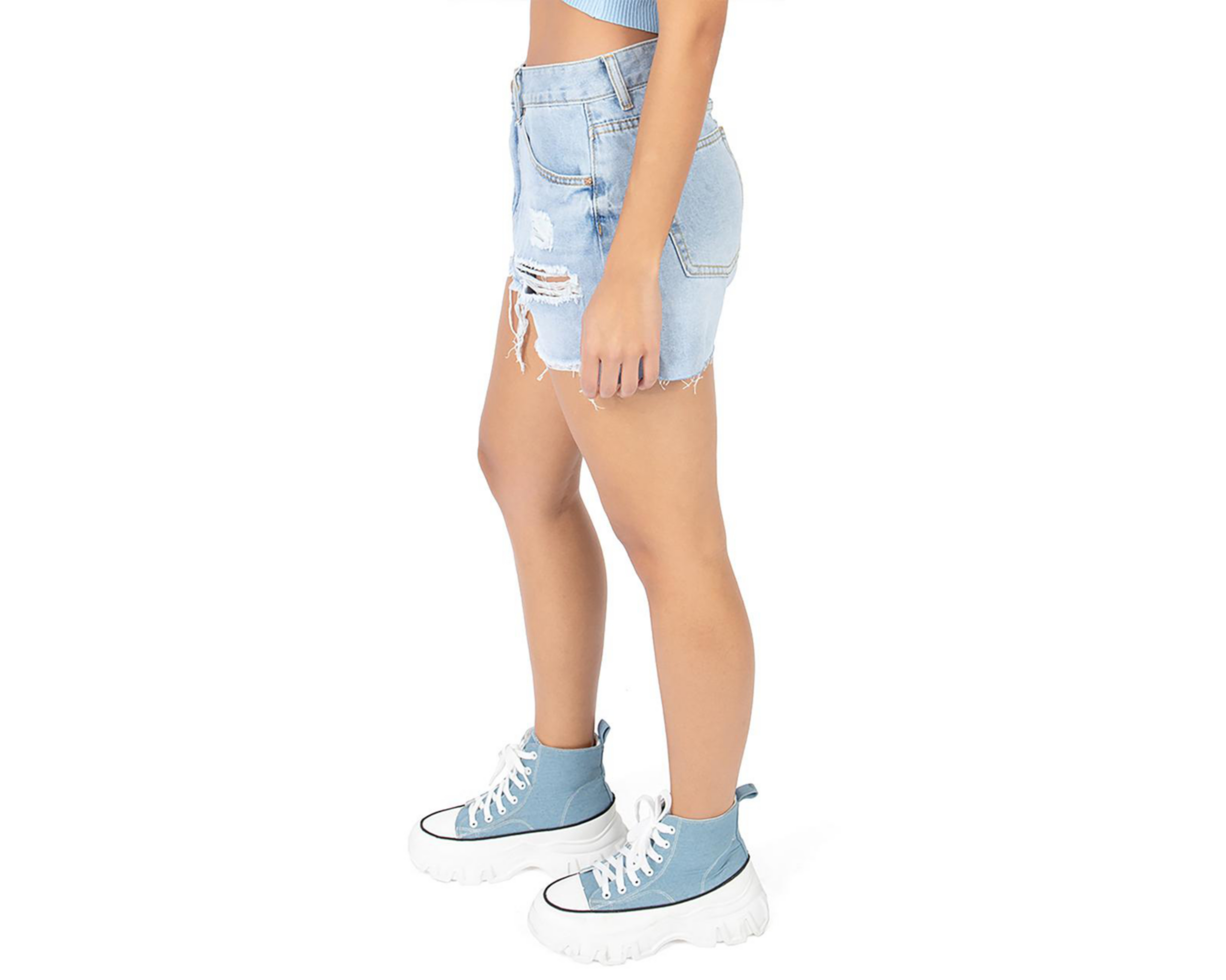 Foto 3 pulgar | Short Forever 21 Azul para Mujer