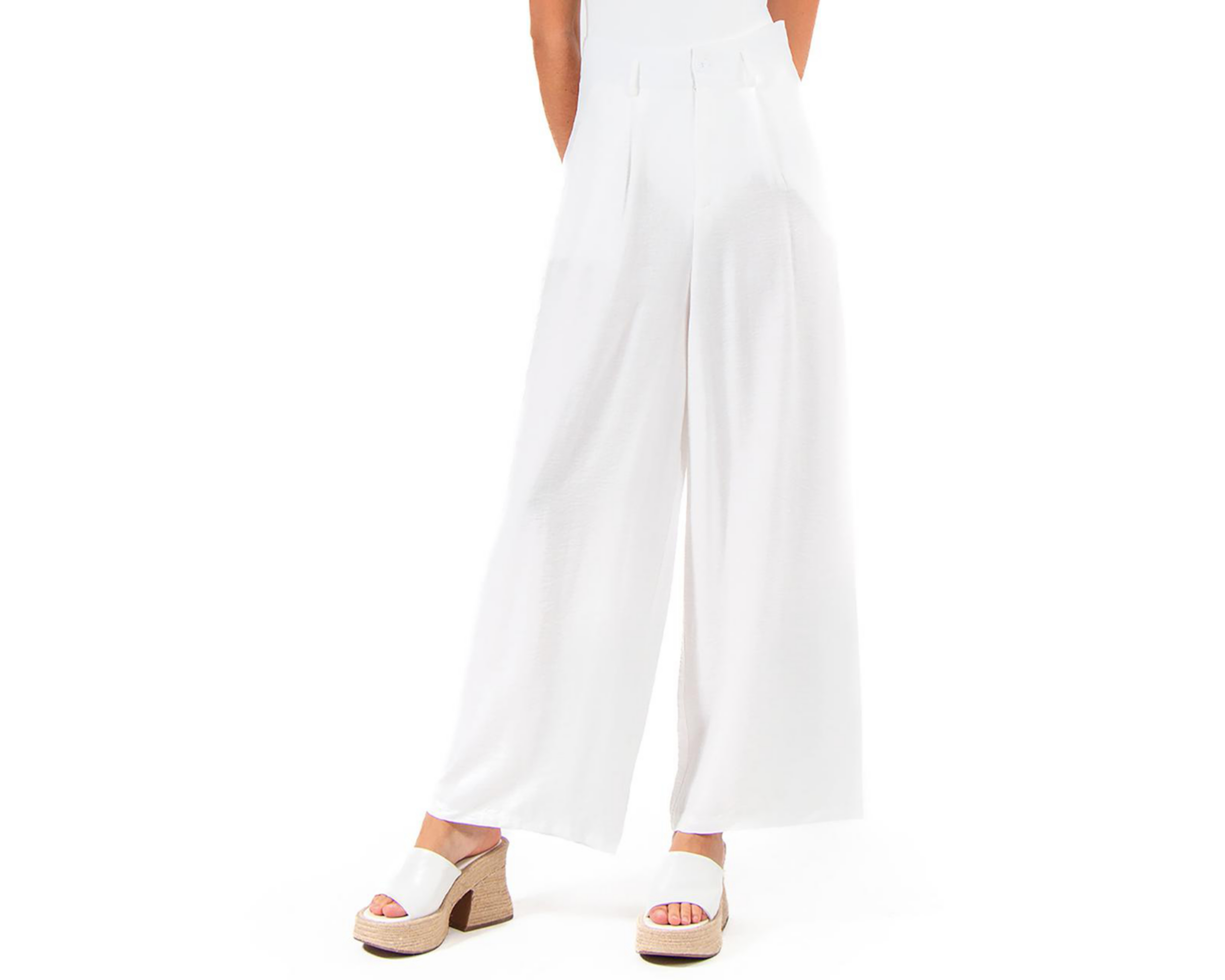 Foto 1 | Pantalón Ancho Forever 21 Blanco para Mujer