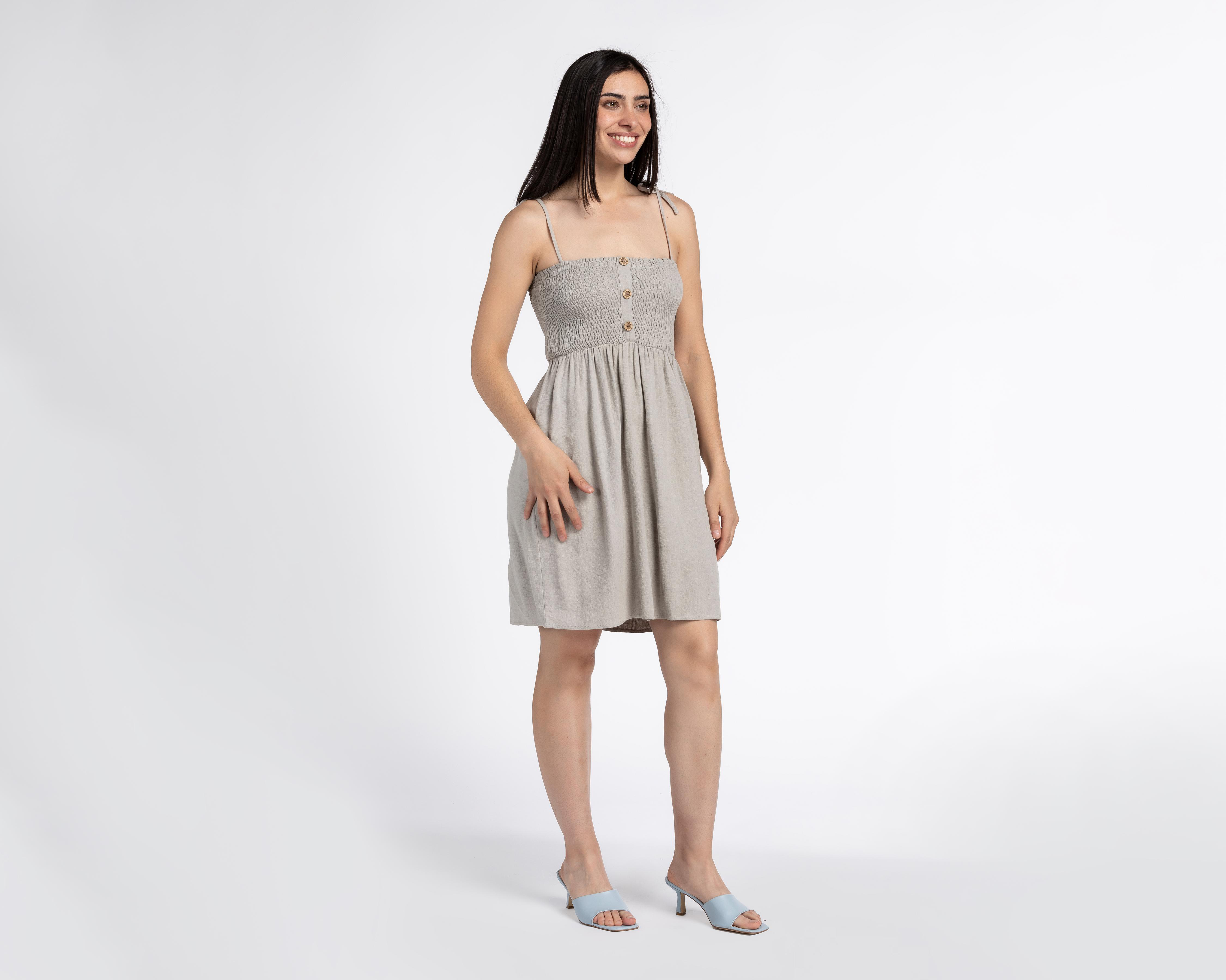 Vestido Paper Crane Casual Corto de Tirantes con Zurcido