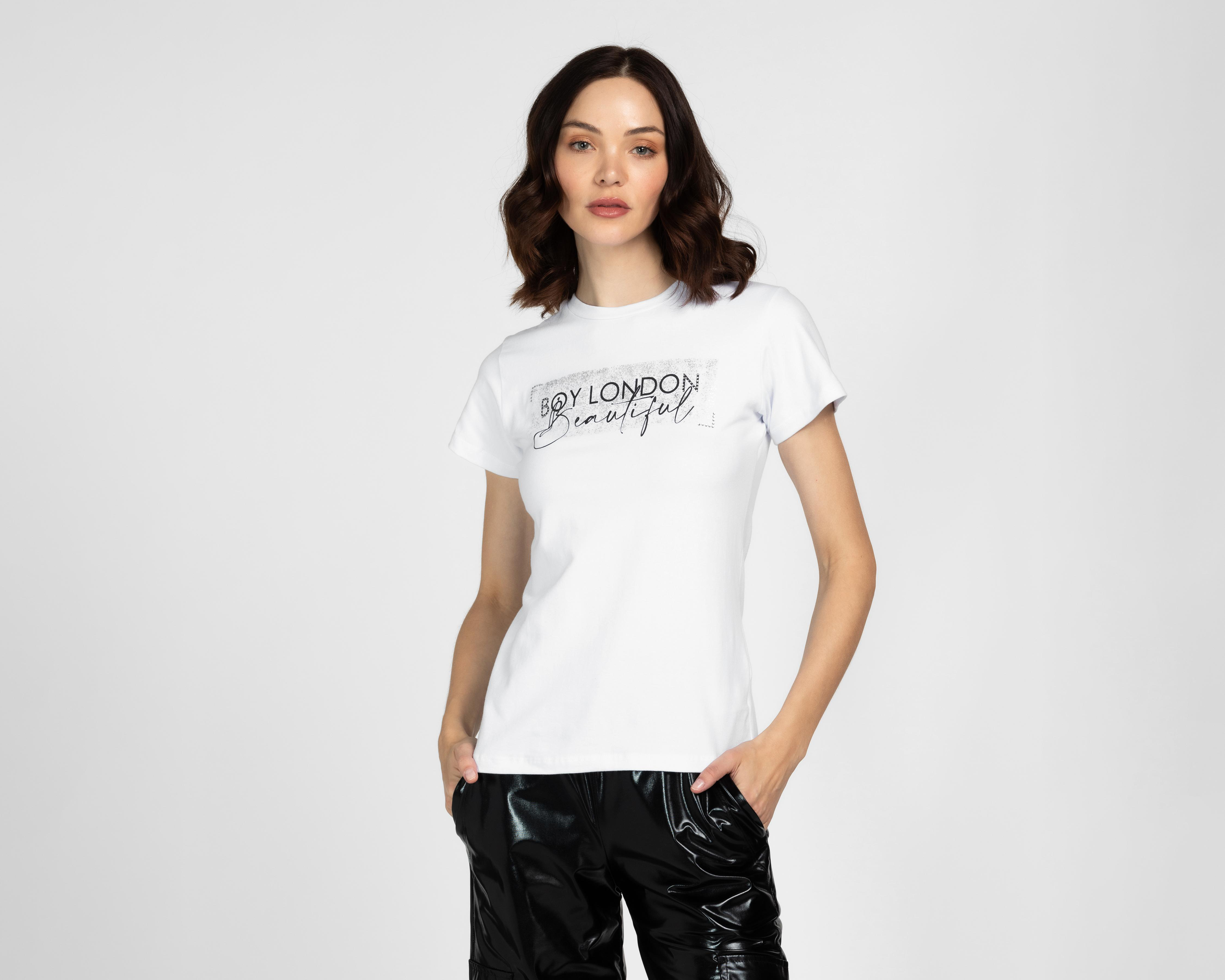Foto 2 pulgar | Playera Boy London Manga Corta para Mujer