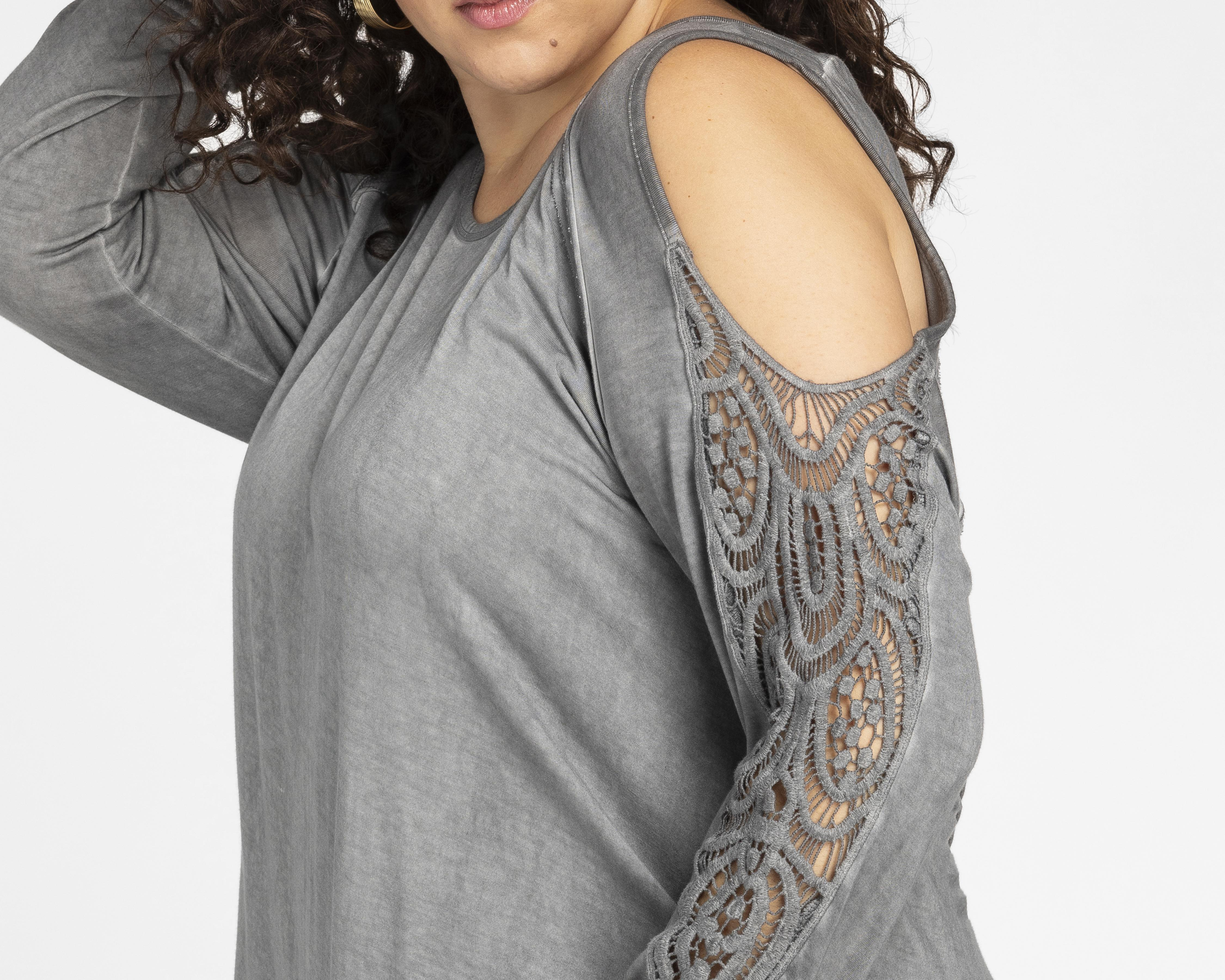 Foto 5 pulgar | Blusa Lady Sun Manga 3/4 con Encaje