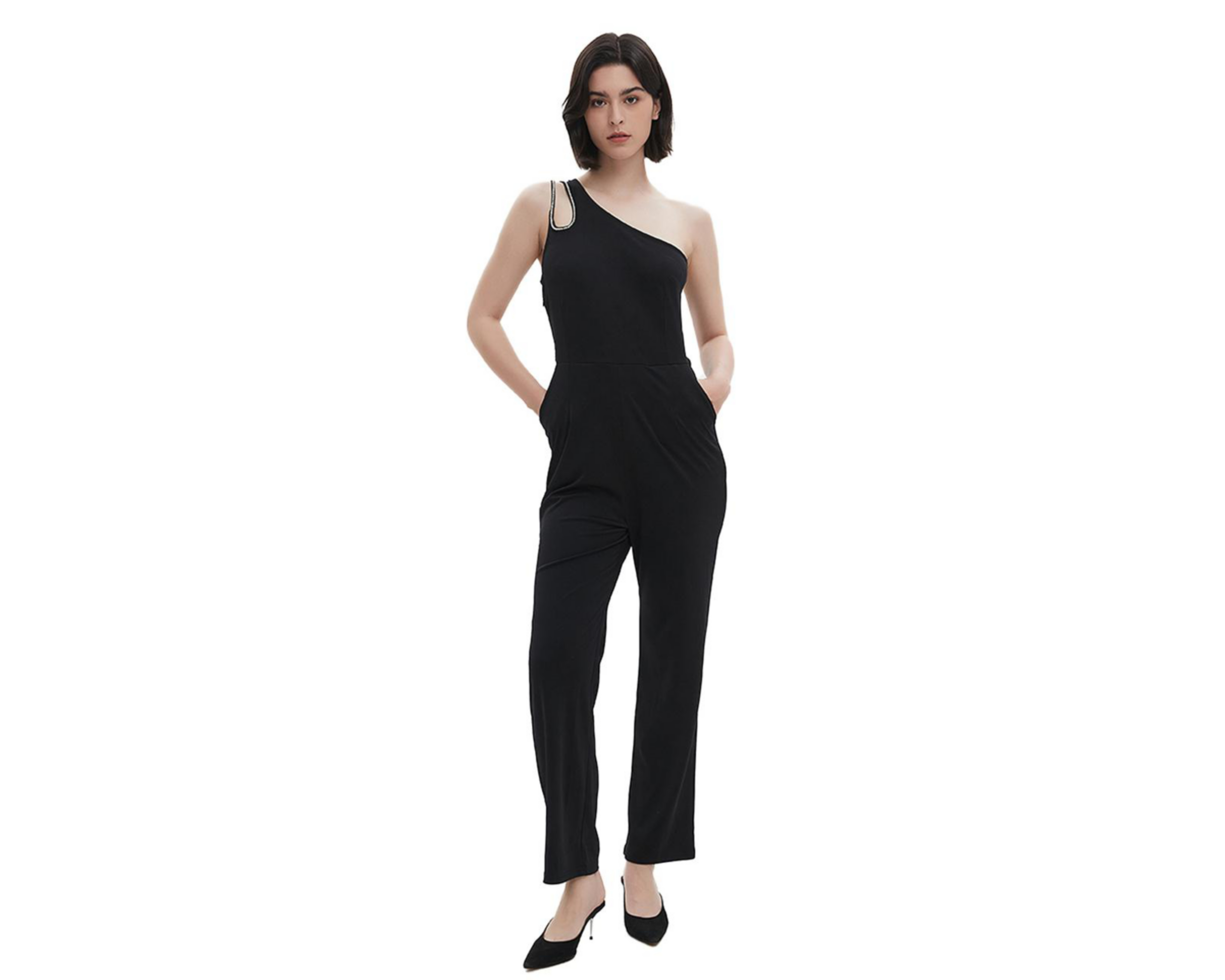 Foto 2 pulgar | Jumper Casual Meirius Negro Hombro Descubierto con Bolsillos Laterales