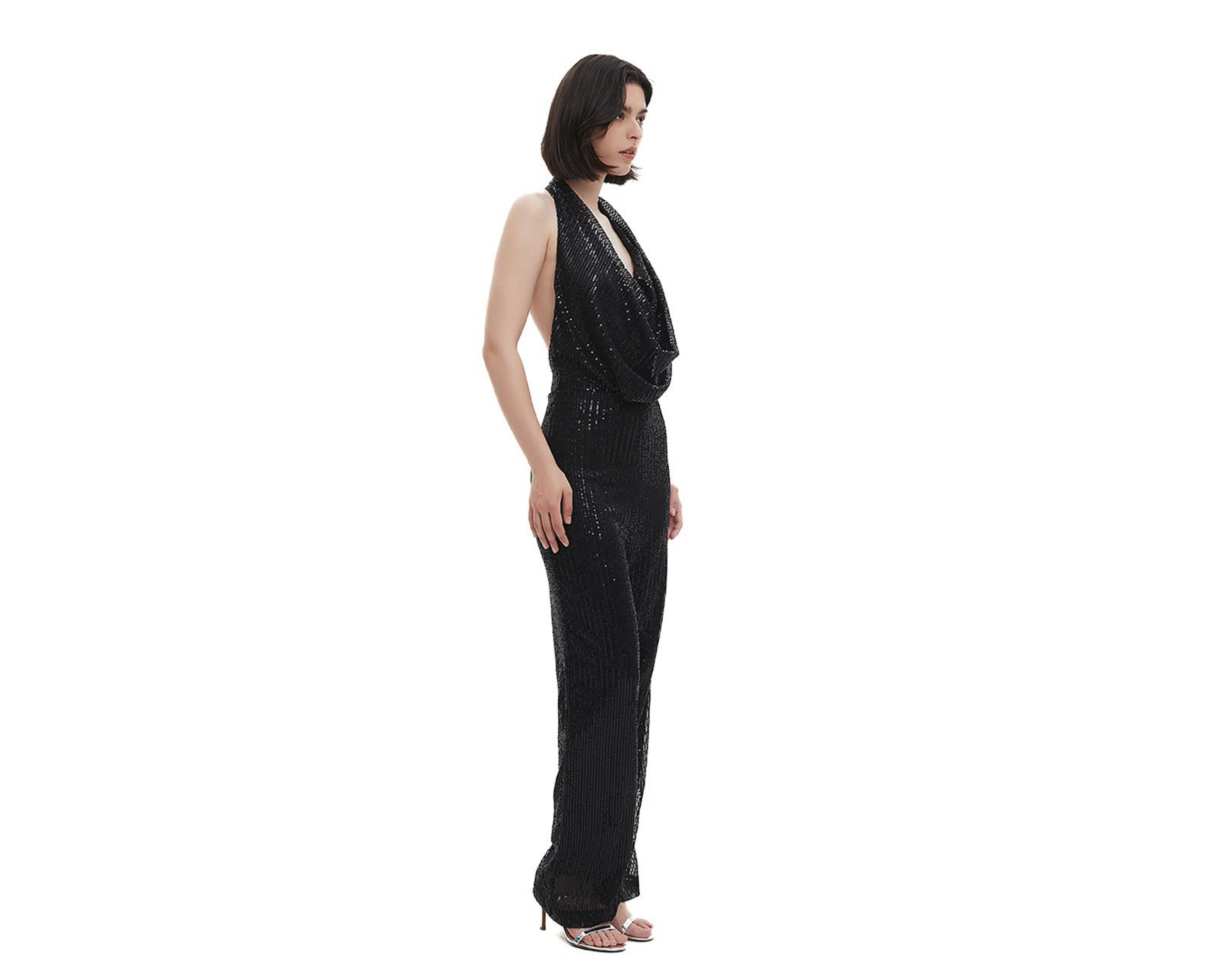 Foto 4 | Palazzo de Noche Meirius Negro Cuello Halter con Lentejuela