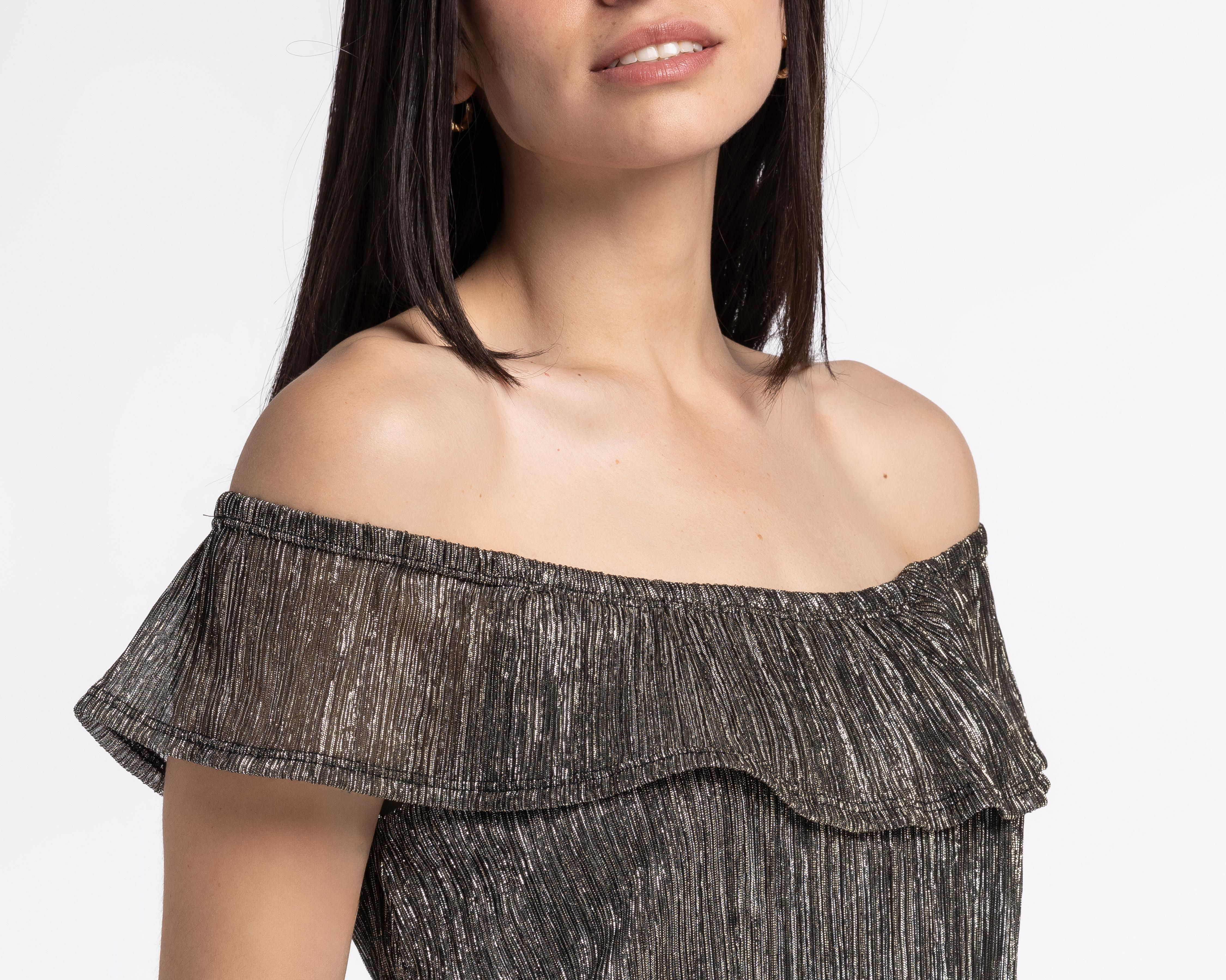 Foto 4 | Blusa Paper Crane con Hombros Descubiertos y Holán